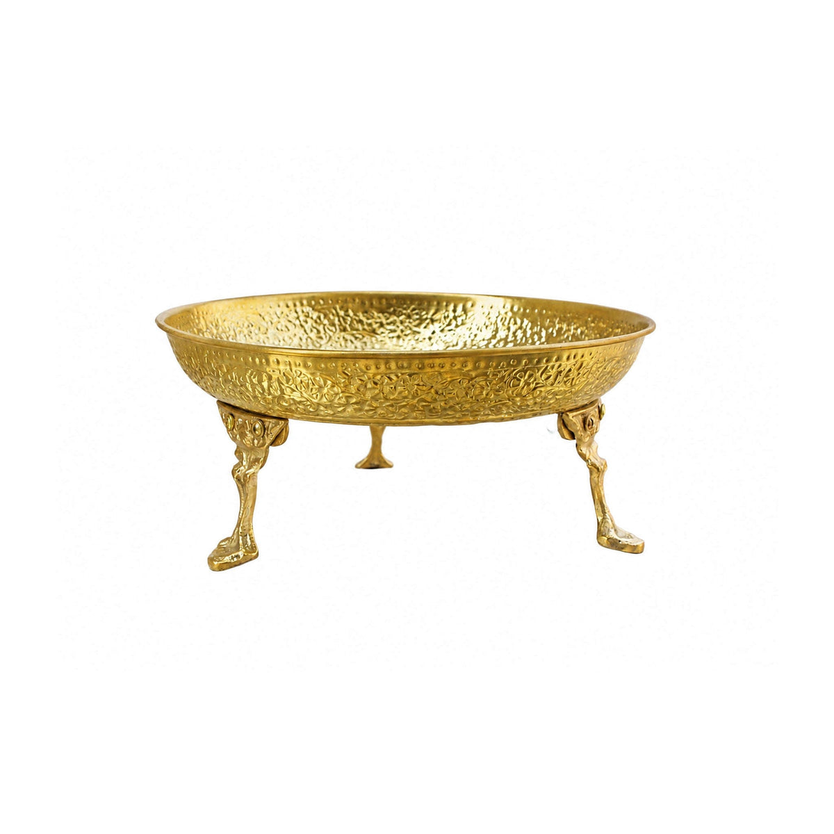 G.N Brass Electric Golden Coating Round Hand-Crafted Platters With Stand Kaka Bawa Sons
