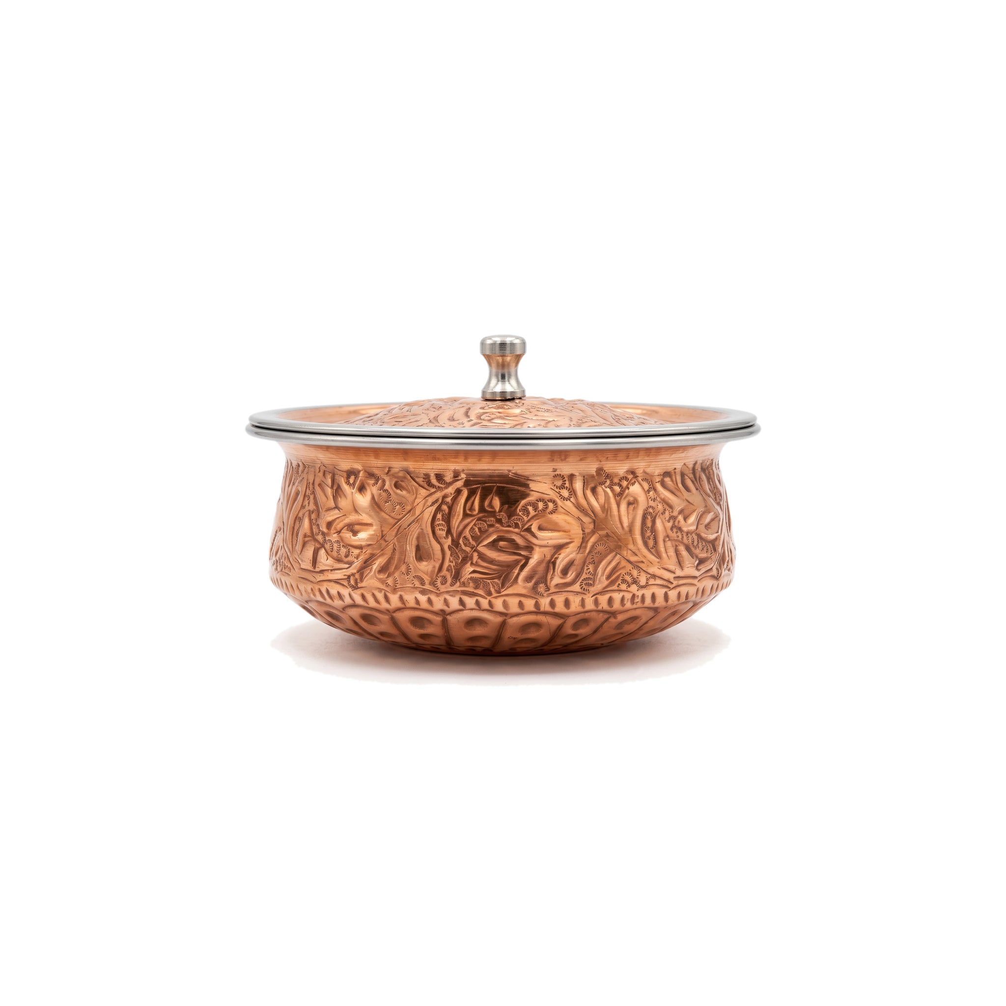 R.S Brass Copper Coating Serving Naqshi Handi
