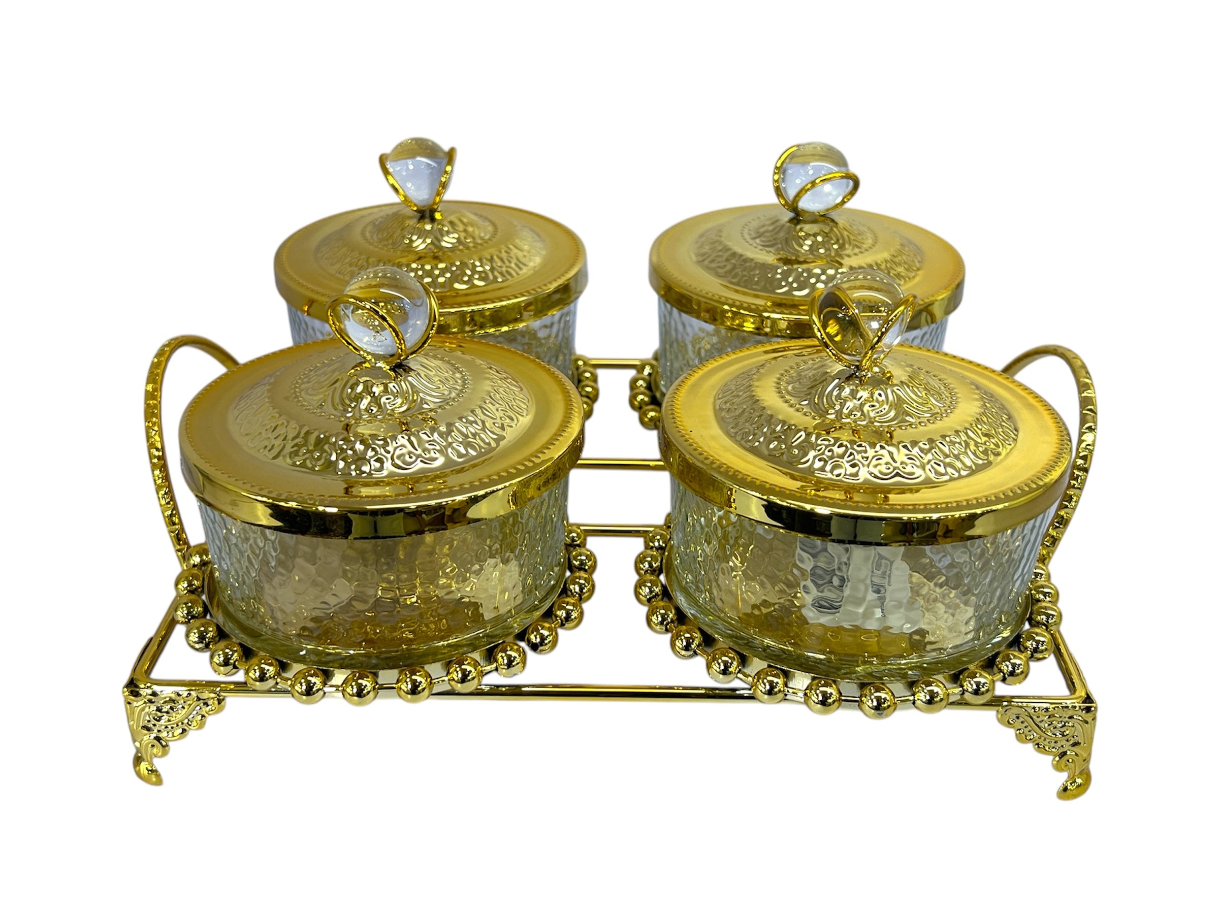 ORCHID DRY FRUIT DISH GOLDEN (4/POR)