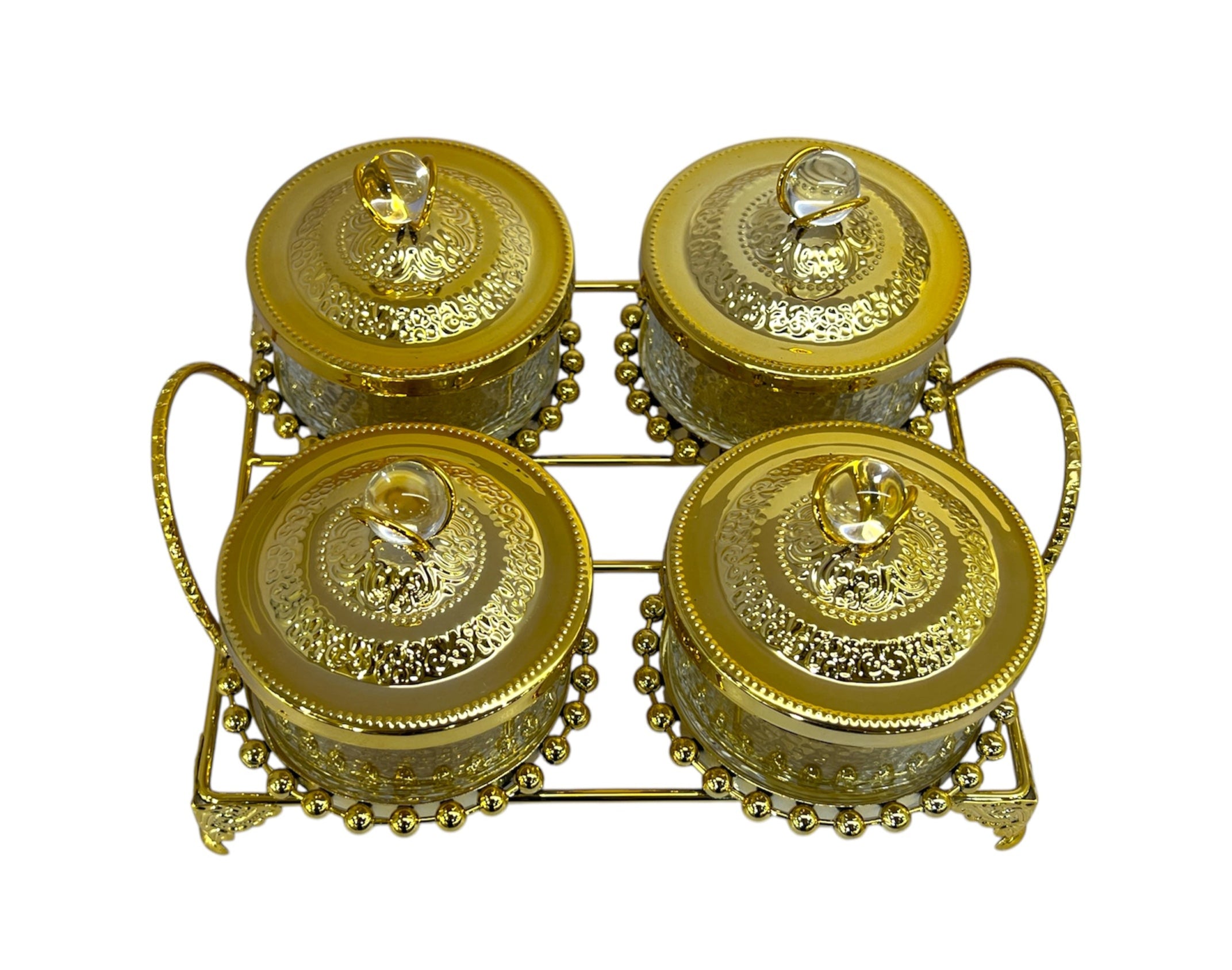 ORCHID DRY FRUIT DISH GOLDEN (4/POR)