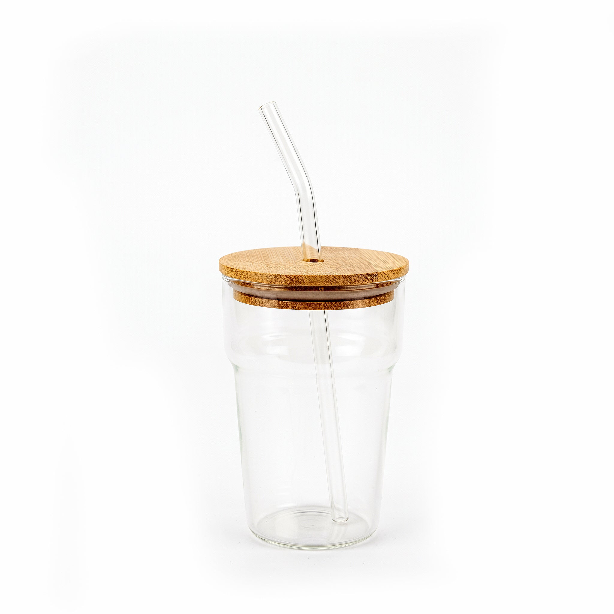 D.W.M 500 ML Eco Glass Mason Jar With Wooden Lid AND Straw