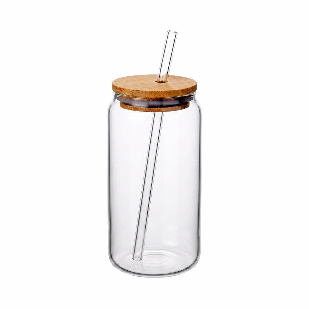 D.W.M 350 ML Round Glass Mason Jar Tumbler With Wooden Lid AND Straw Kaka Bawa Sons