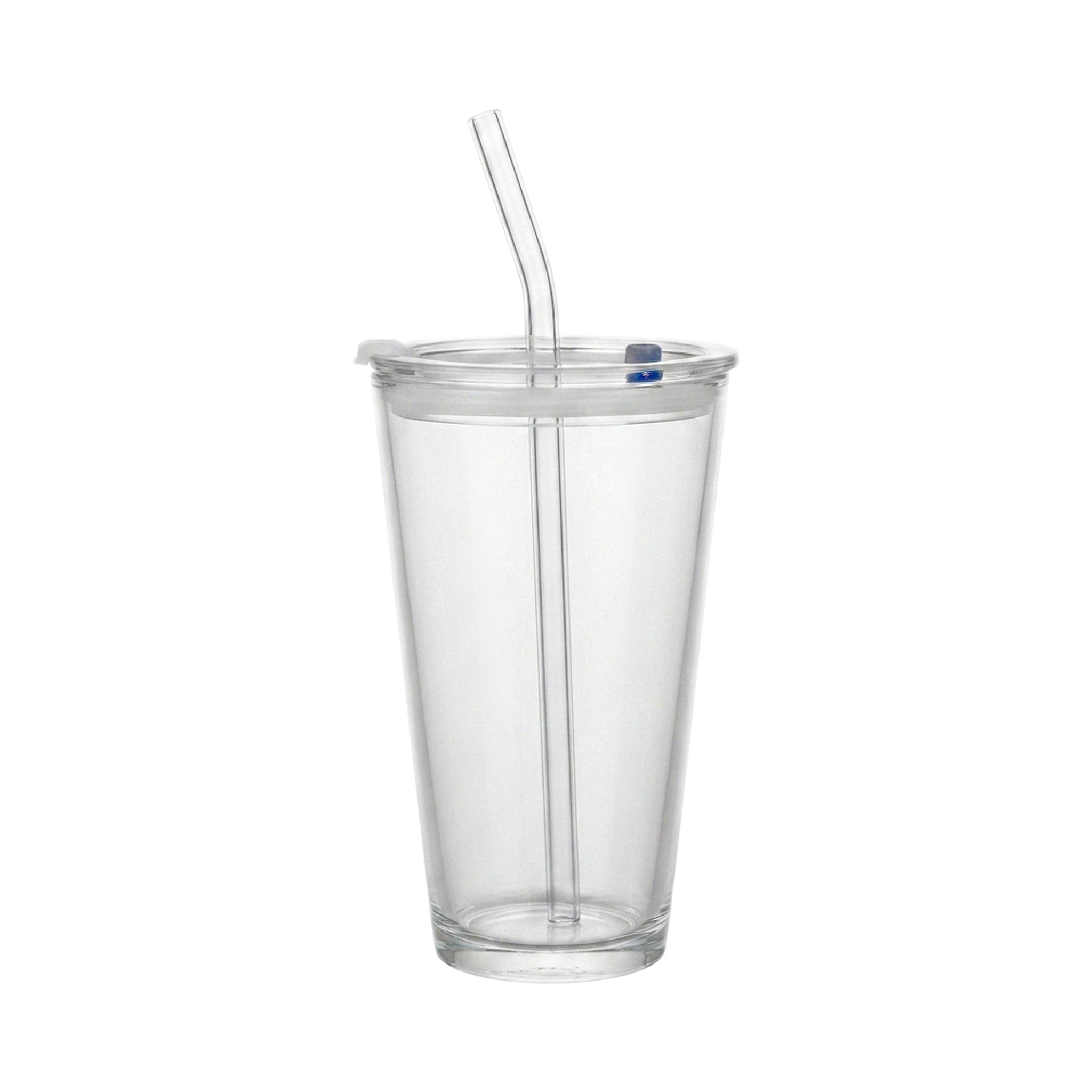 D.W.M 450 ML Clear Glass Tumbler With Lid AND Glass Straw Kaka Bawa Sons