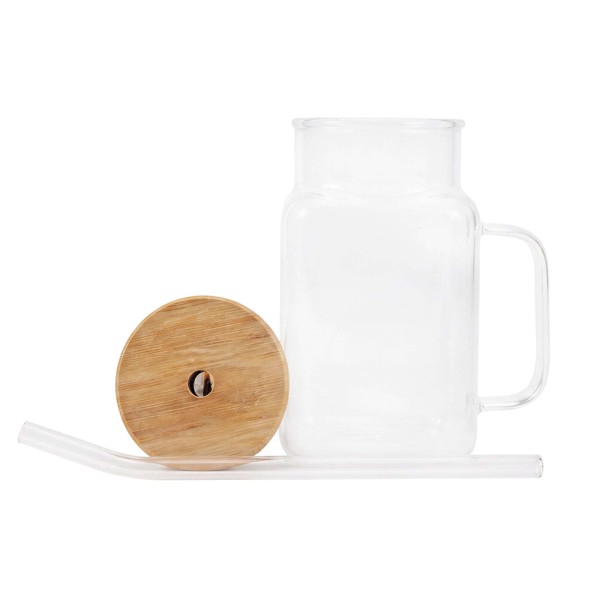 D.W.M 500 ML Rectangular Mason Jar With Wooden Lid AND Straw Kaka Bawa Sons