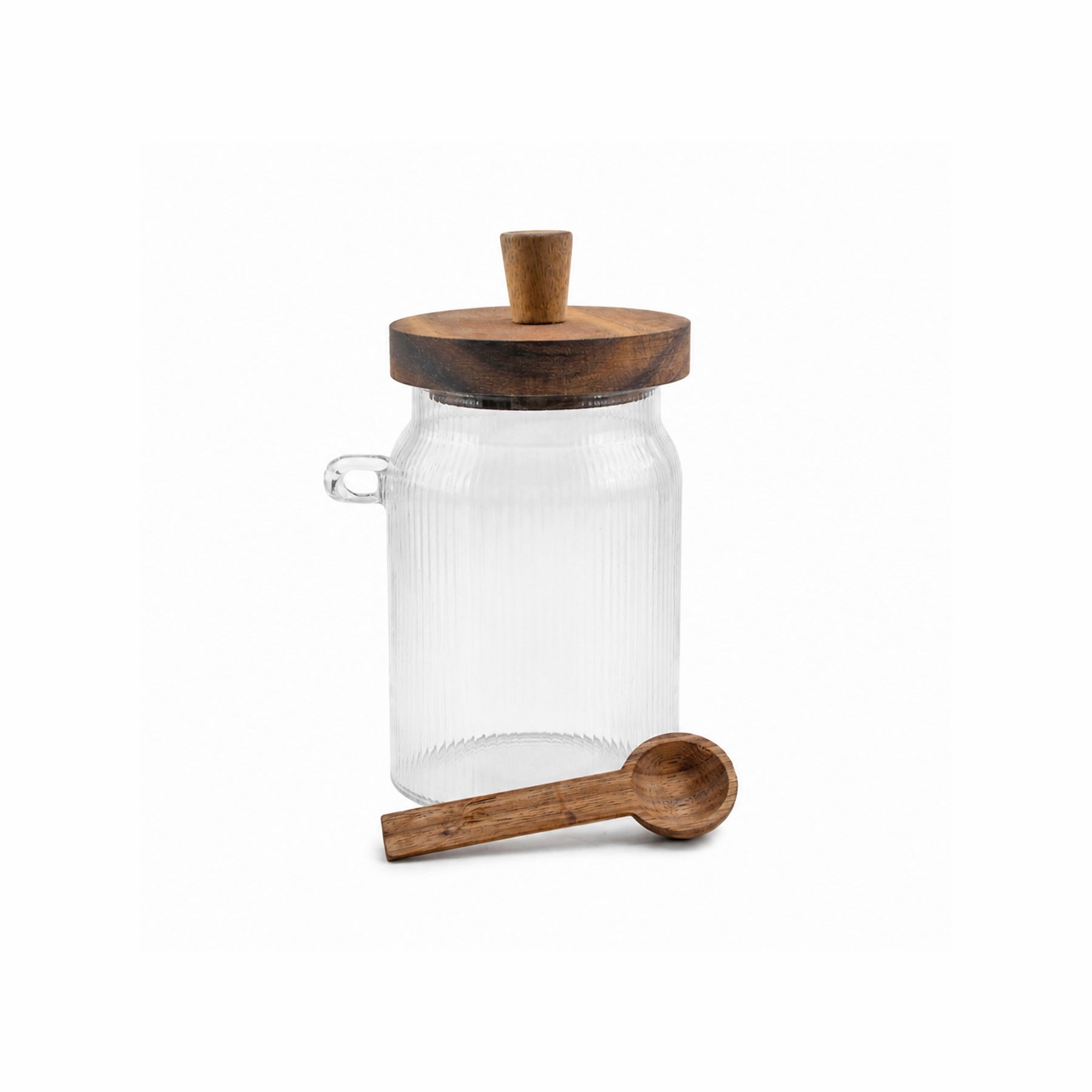 ACE Round Glass Jars With Wooden Spoon AND Lid Kaka Bawa Sons