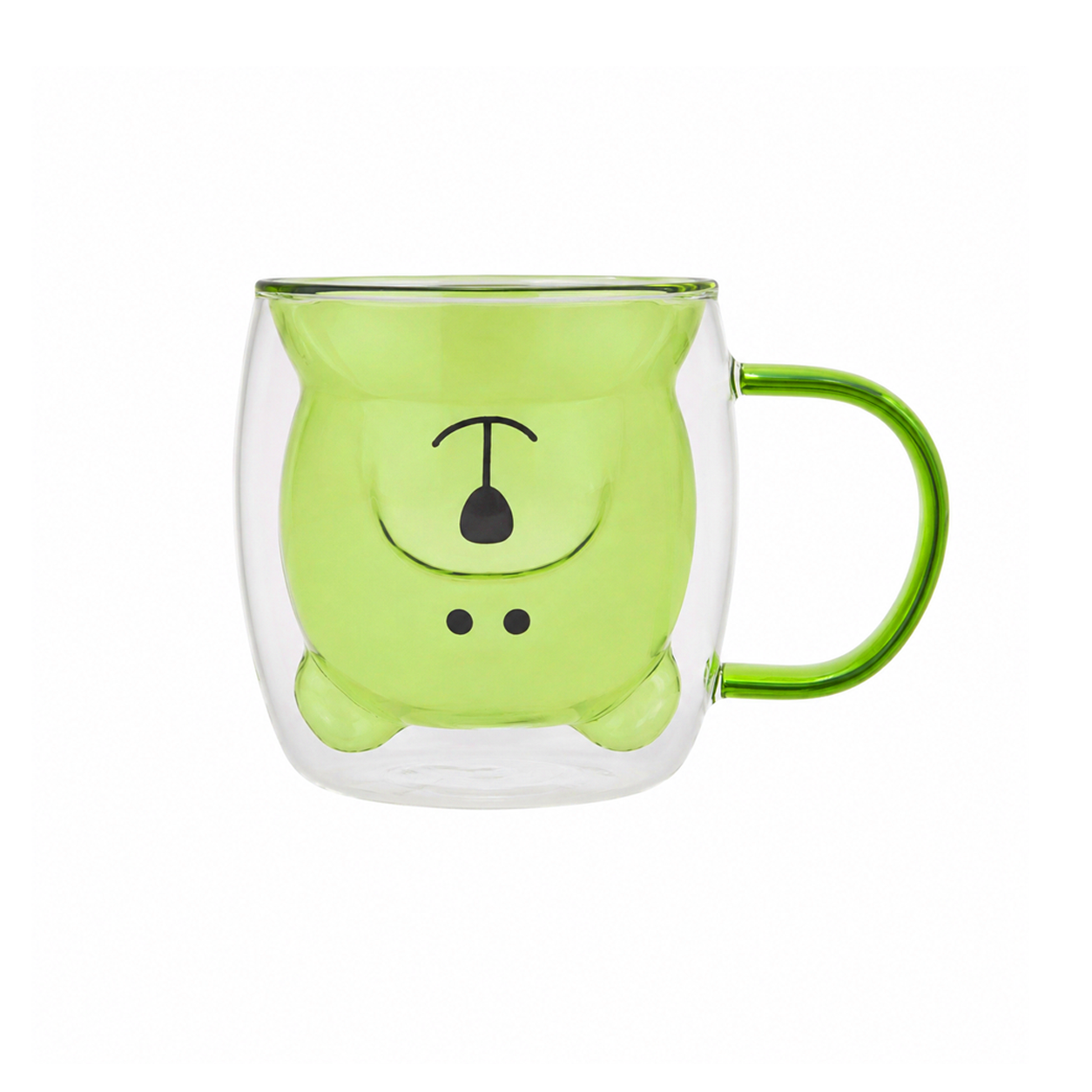 D.W.M 250 ML Double Wall Bear Style Glass Mugs