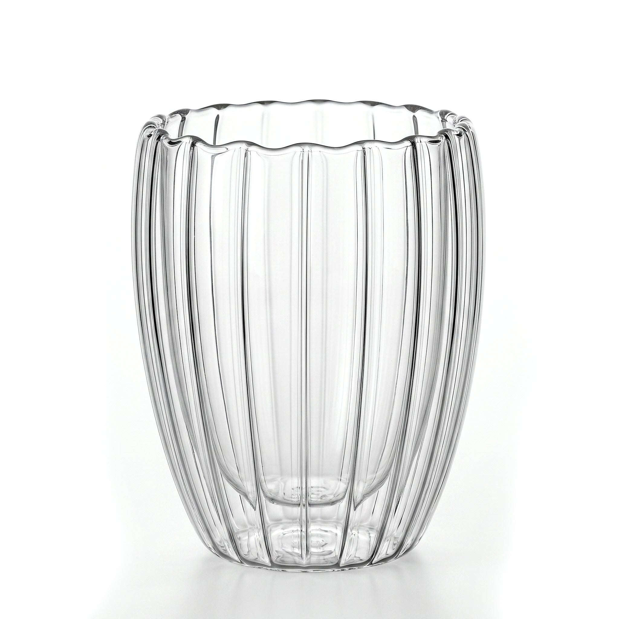 D.W.M 350 ML Ribbed Double Wall Glass Tumbler Kaka Bawa Sons