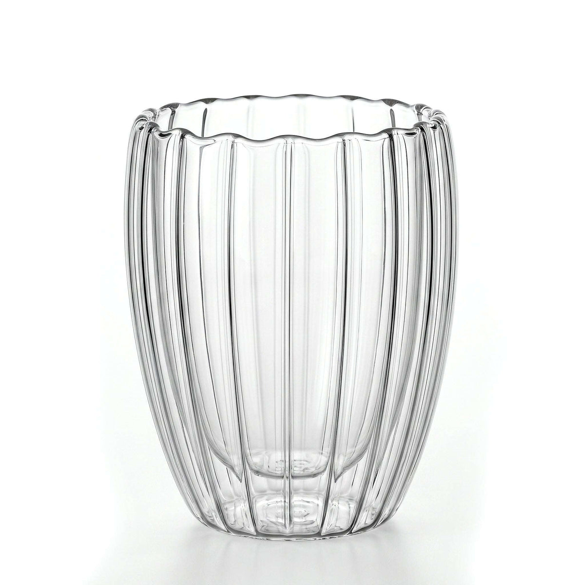 D.W.M 350 ML Ribbed Double Wall Glass Tumbler Kaka Bawa Sons