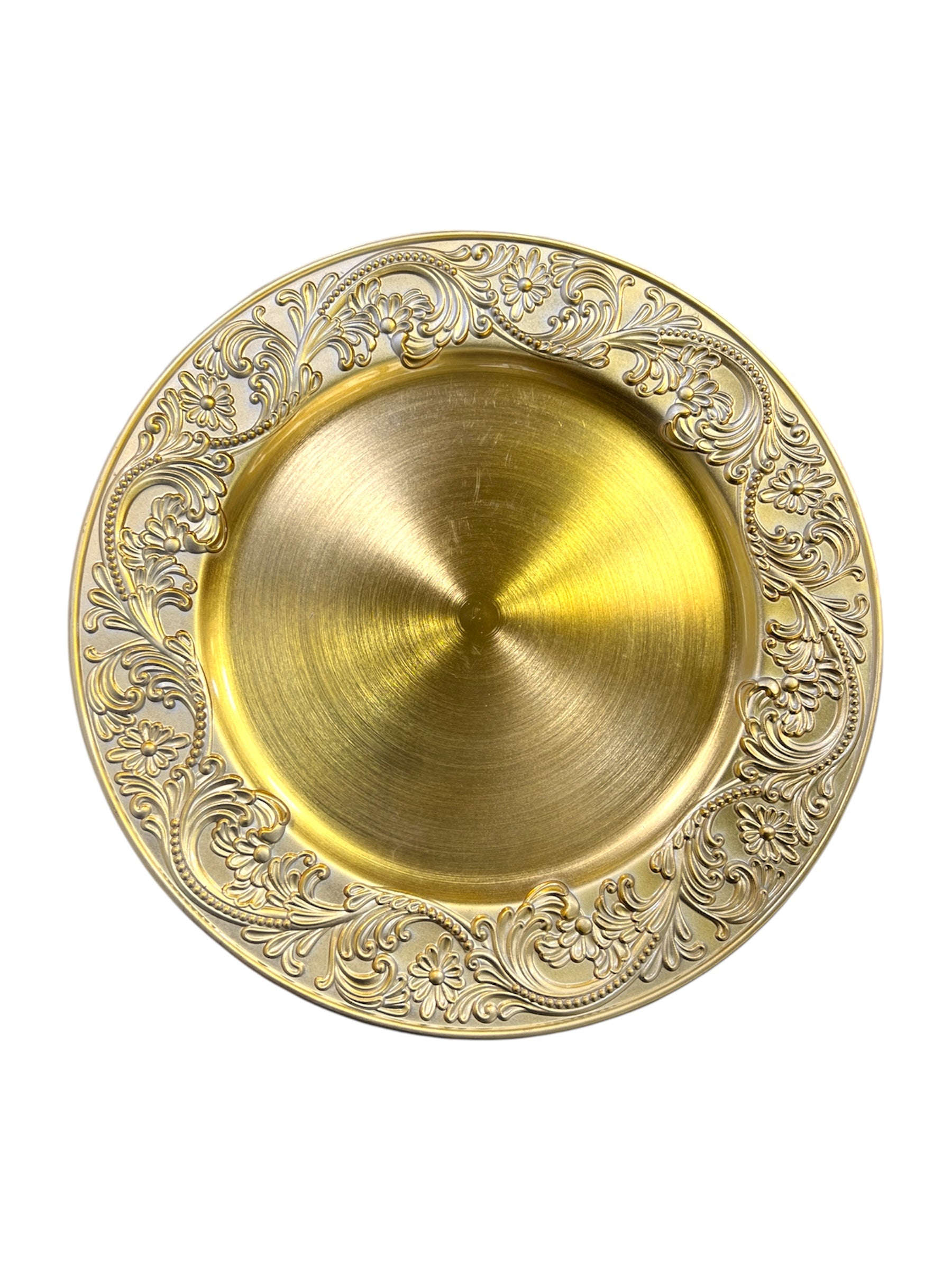 12" Round Golden Plastic Charger Plate (0785) Kaka Bawa Sons