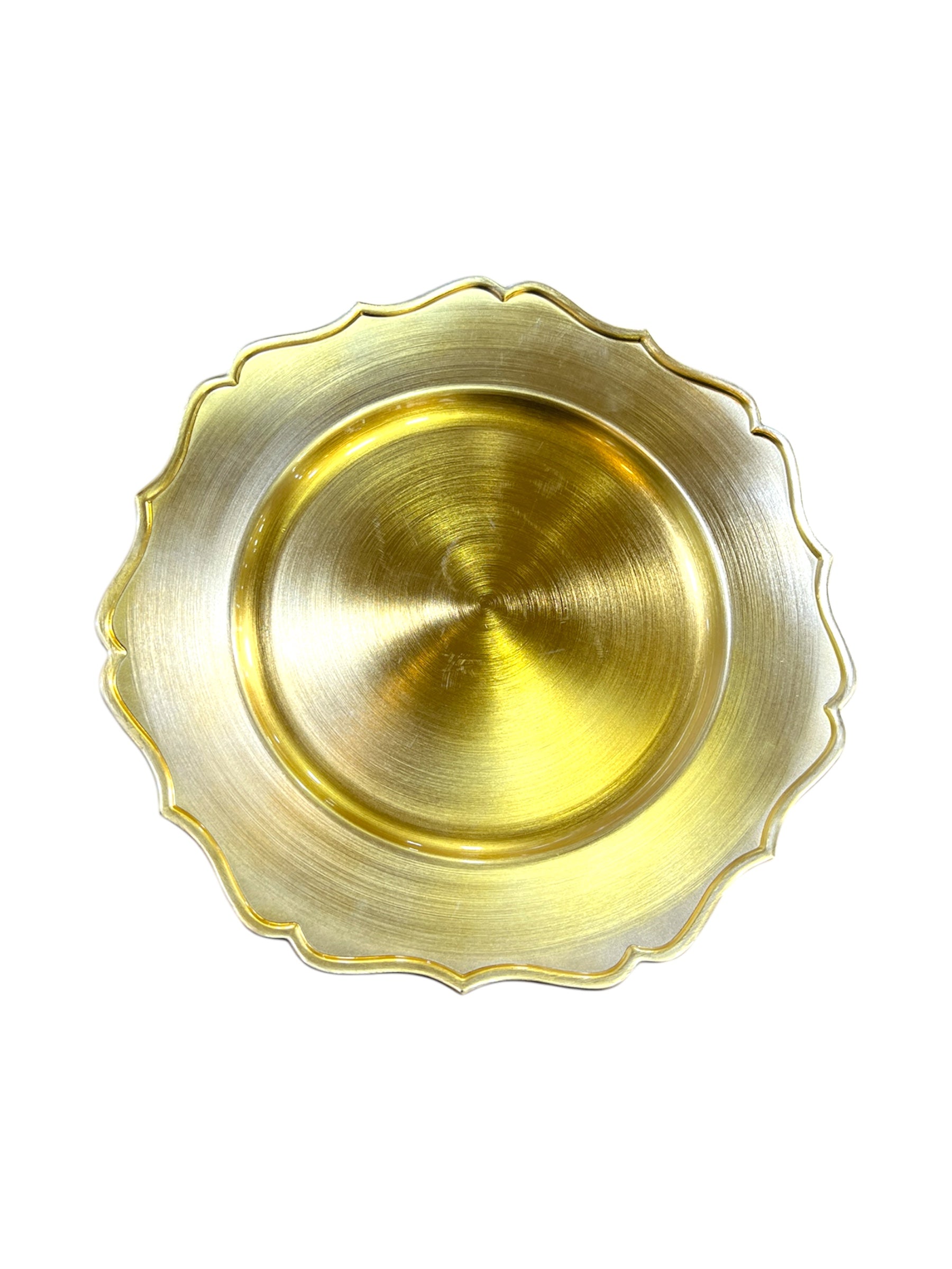 12" Round Golden Plastic Charger Plate (0407)