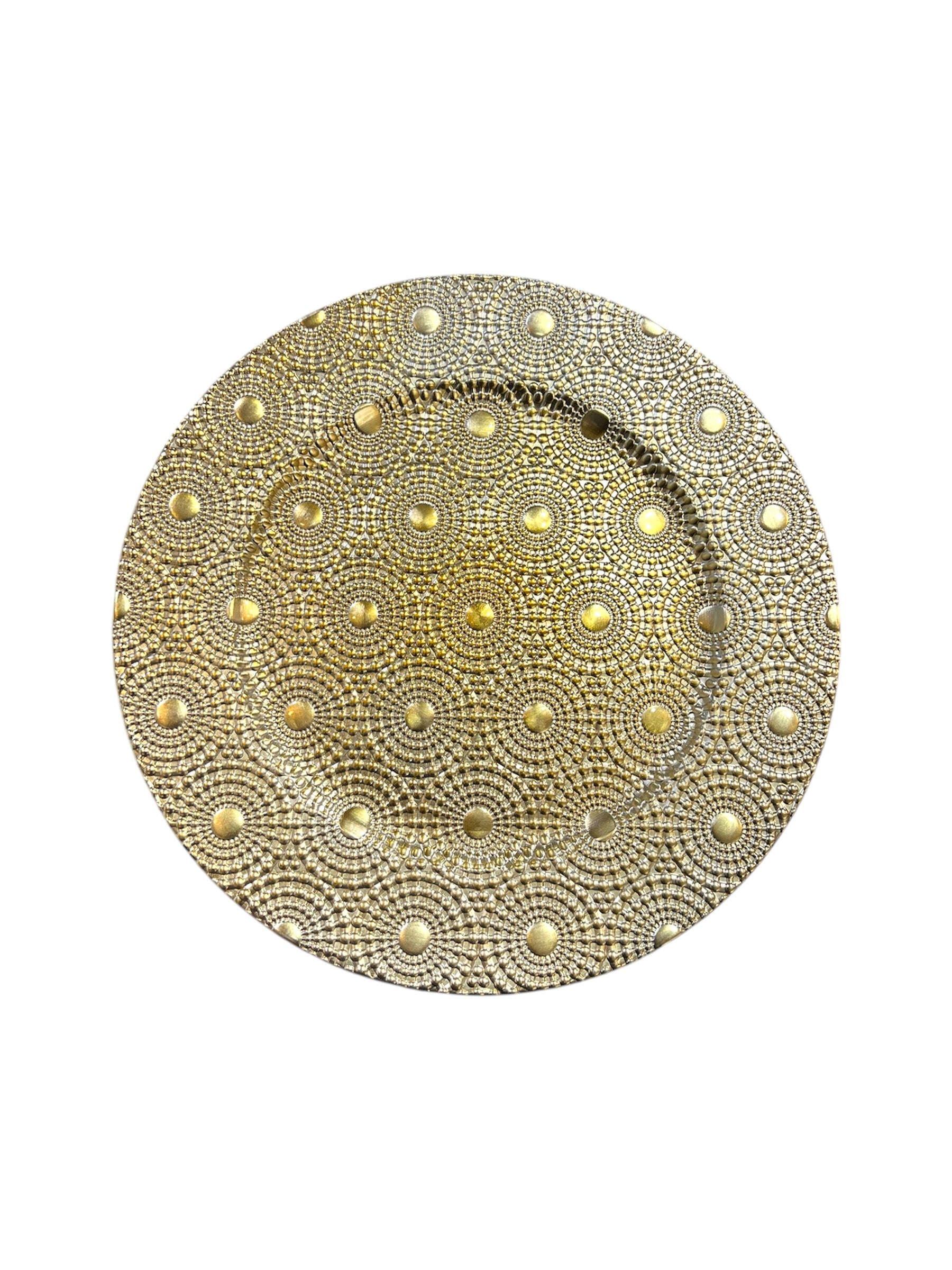 12" Round Golden Plastic Charger Plate (0779) Kaka Bawa Sons