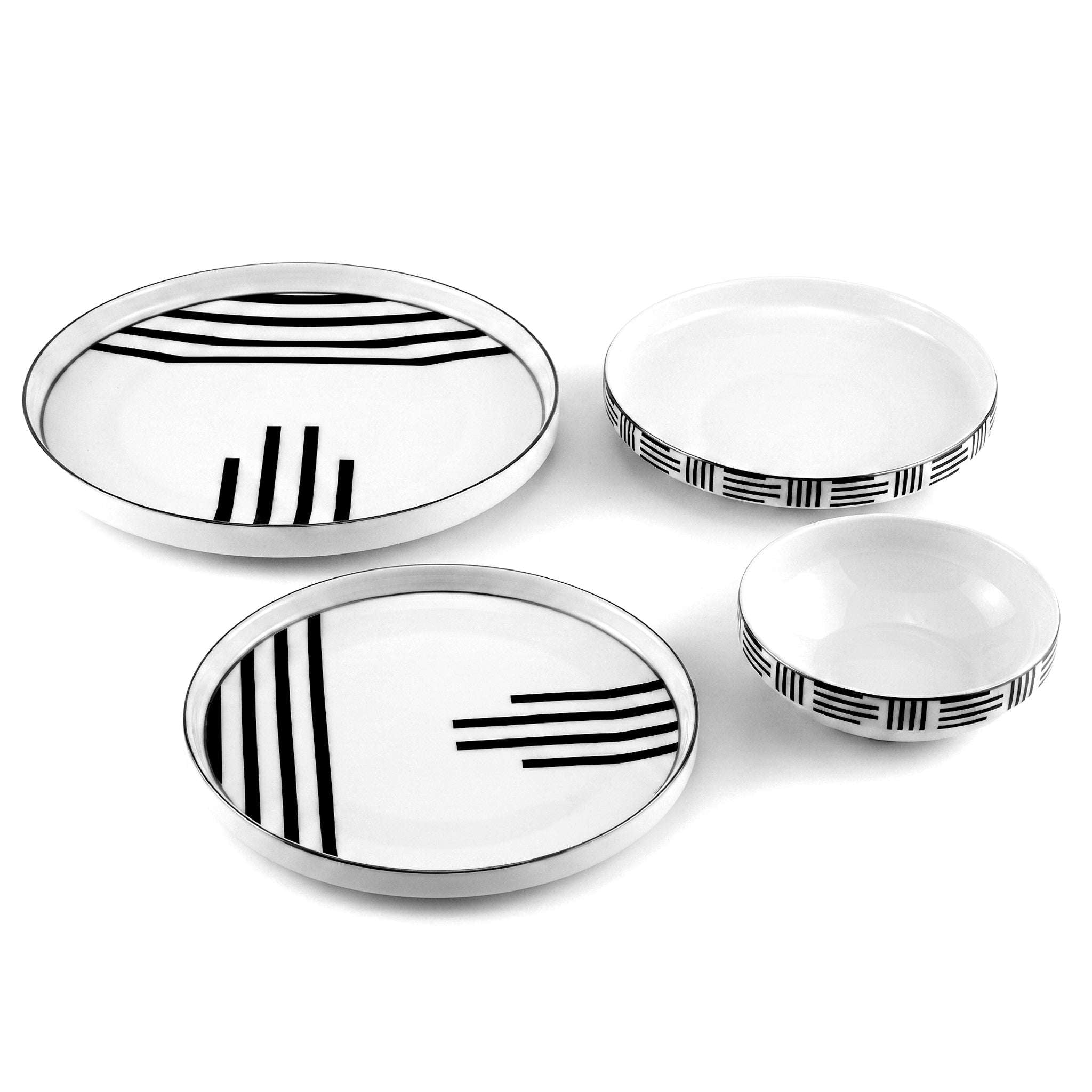 LUSTRA 24-Pieces Bonne China Plate Sets Kaka Bawa Sons