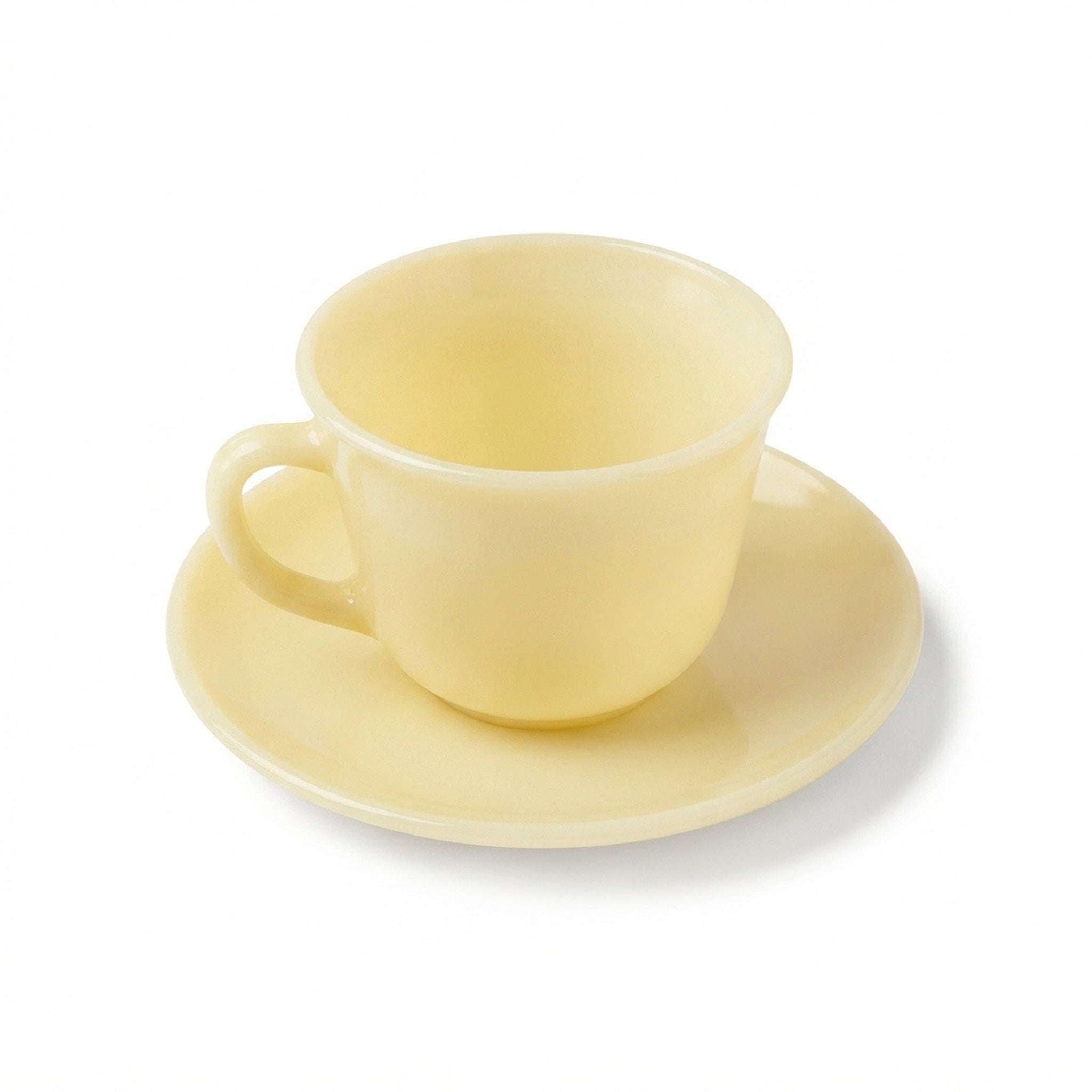 Jade 6-Pieces Yellow Marble 5.5 Inch Saucer and 180 ML Cup Set Kaka Bawa Sons