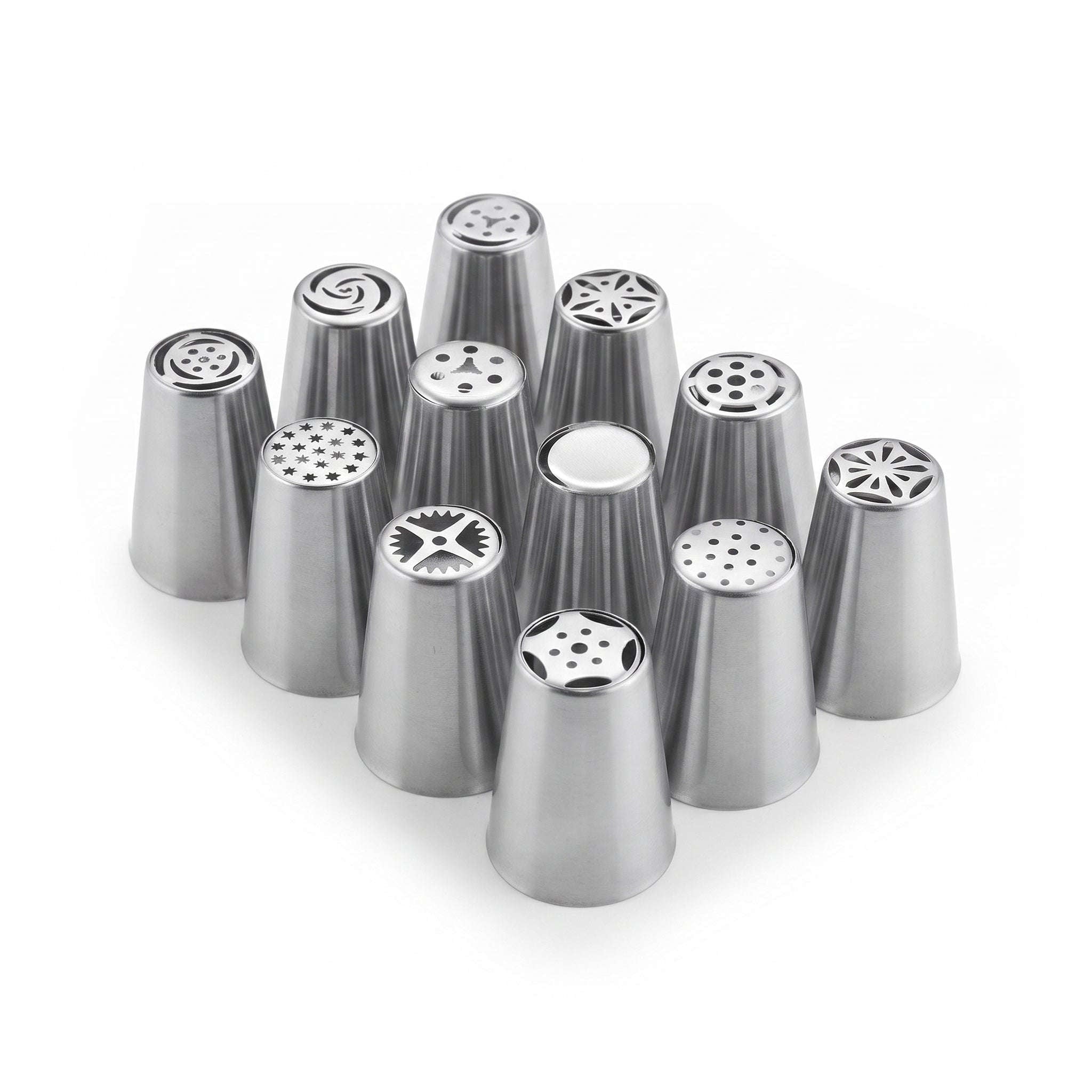 Crest 12-Pieces Stainless Steel Large Icing Nozzles Set Kaka Bawa Sons