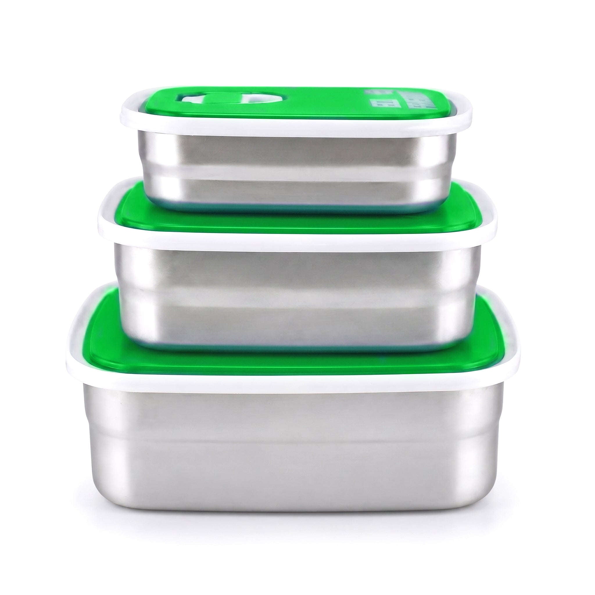 Tedemei 3-Pieces Stainless Steel Rectangular Food Container Sets Kaka Bawa Sons