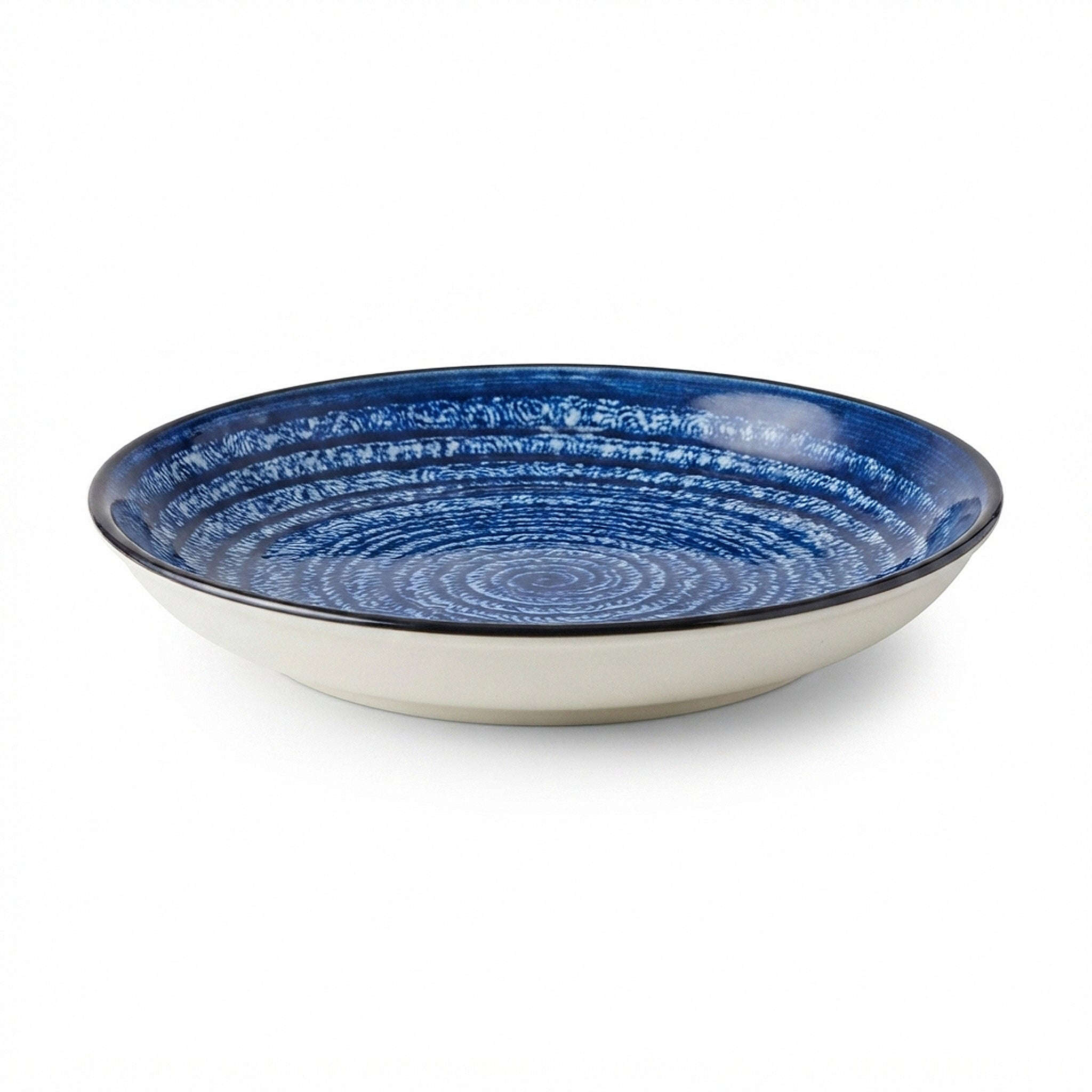 Gupan 8-Inches Shallow Blue Marble Soup Plate Kaka Bawa Sons