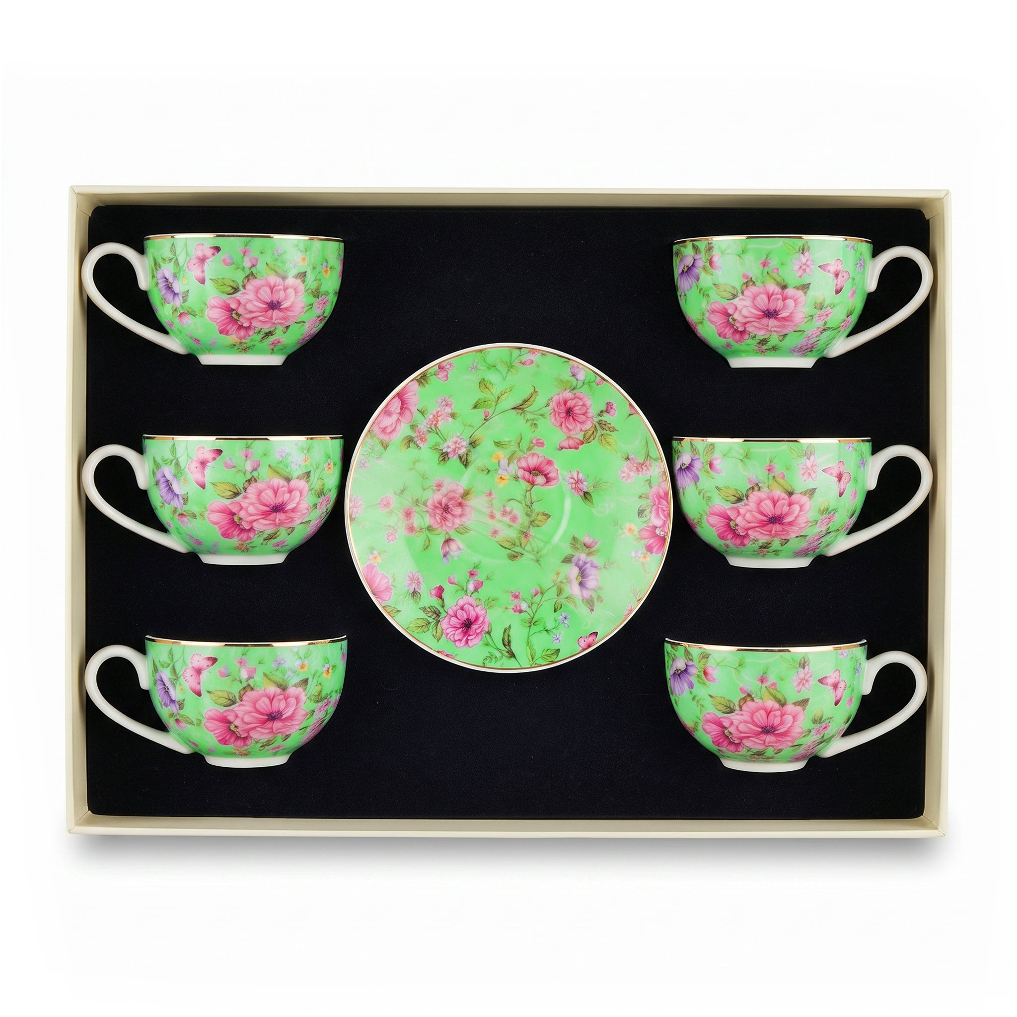 B/C 6-Pieces Ceramic Cup And Saucer Sets