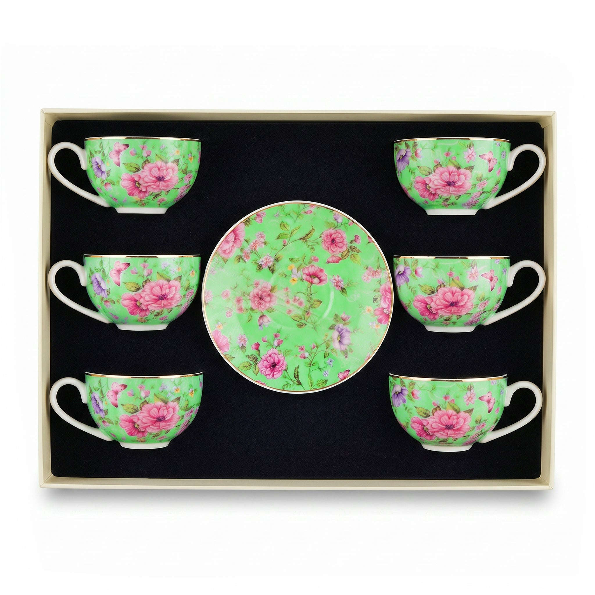 B/C 6-Pieces Ceramic Cup And Saucer Sets Kaka Bawa Sons