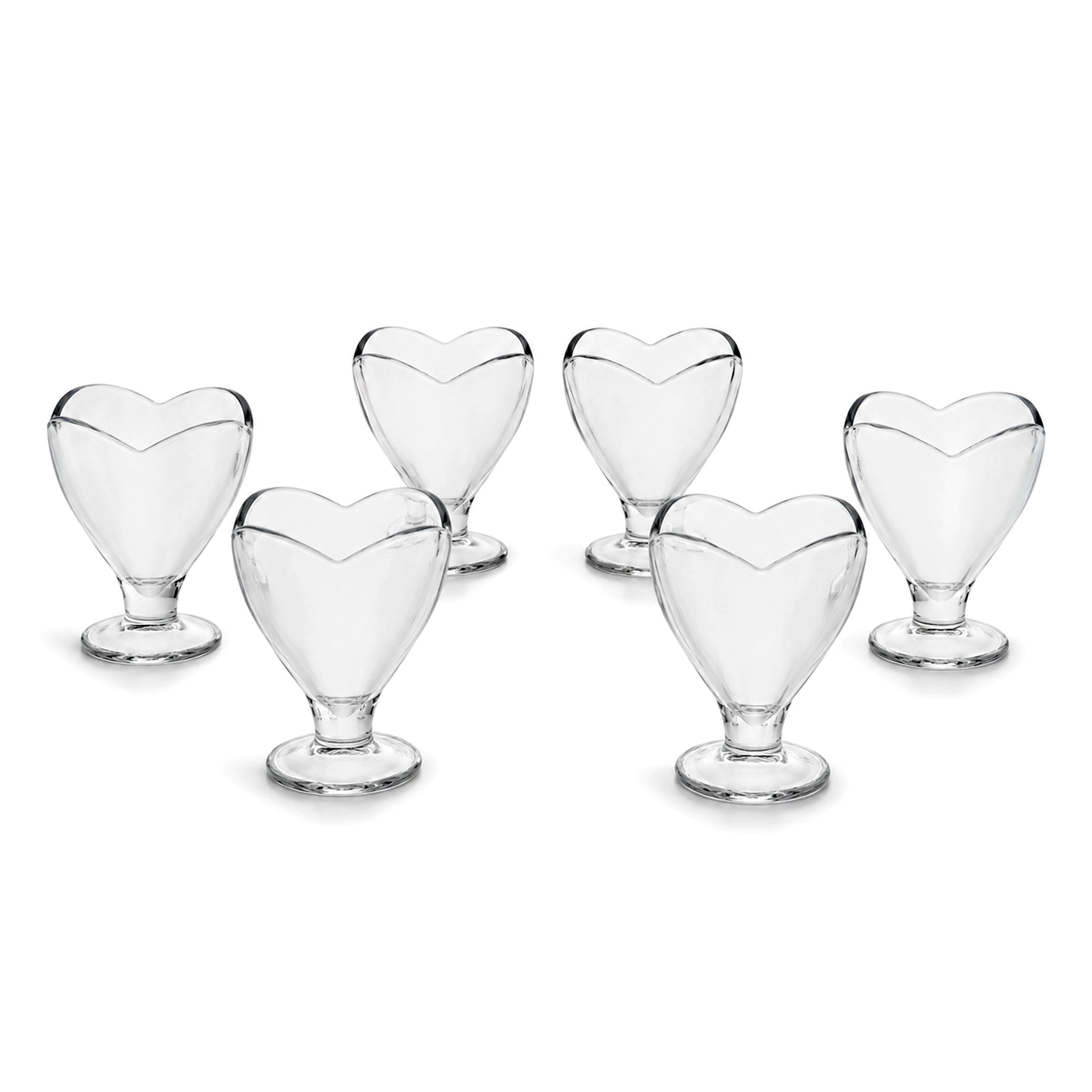 Lirmartur 140 ML 6-Piece Heart-Shaped Glass Ice Cream Bowl Set Kaka Bawa Sons