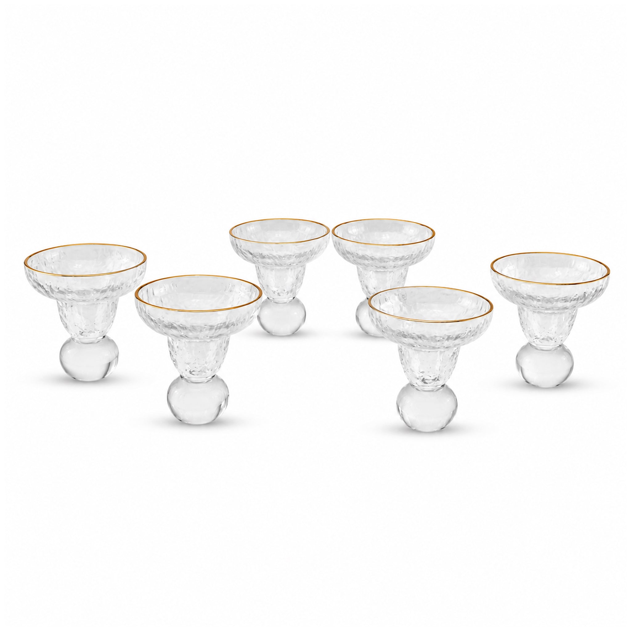 Deli G-Line 140 ML 6-Piece Gold Rim Crystal Ball Base Glass Ice Cream Cup Set