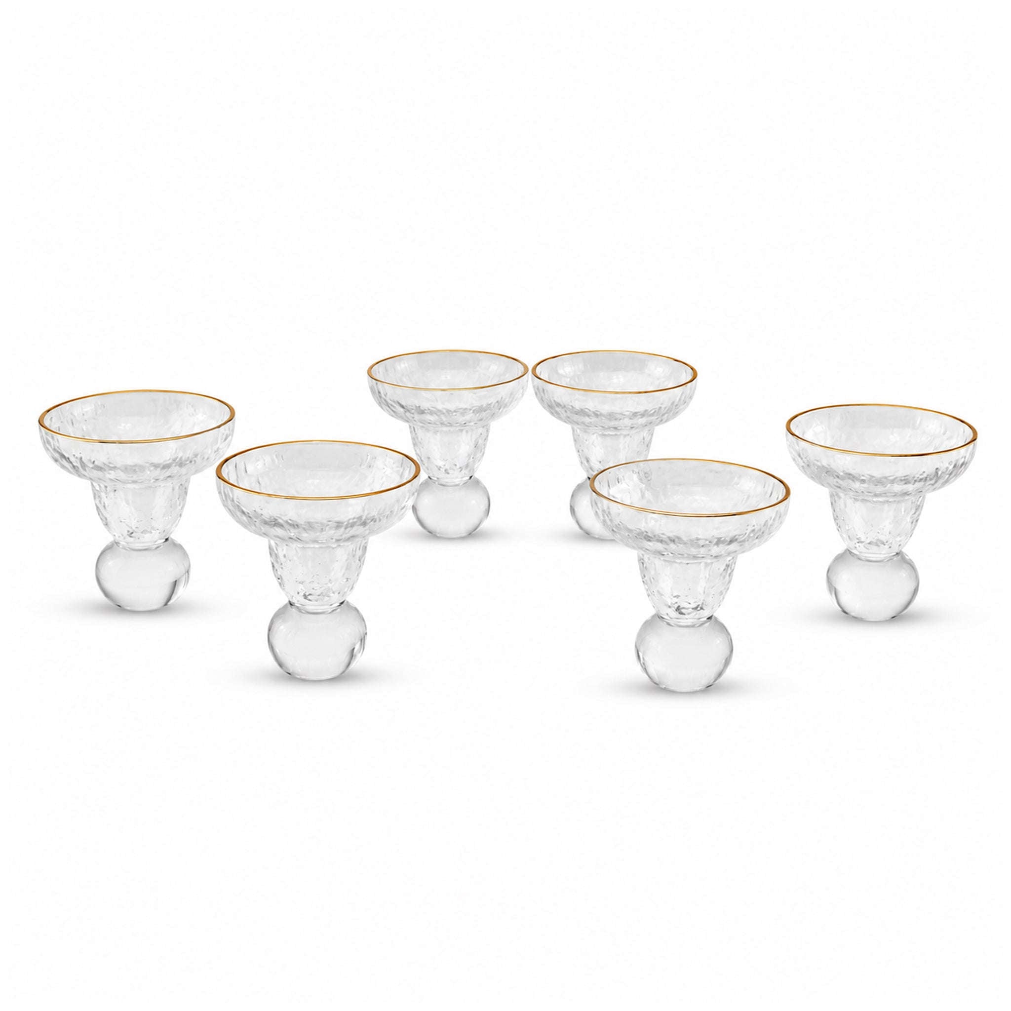 Deli G-Line 140 ML 6-Piece Gold Rim Crystal Ball Base Glass Ice Cream Cup Set Kaka Bawa Sons