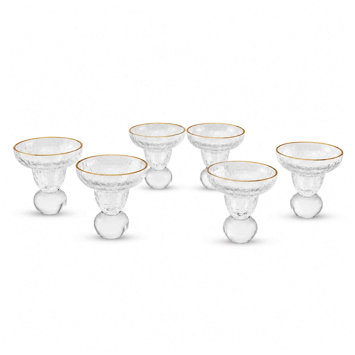 Deli G-Line 140 ML 6-Piece Gold Rim Crystal Ball Base Glass Ice Cream Cup Set Kaka Bawa Sons