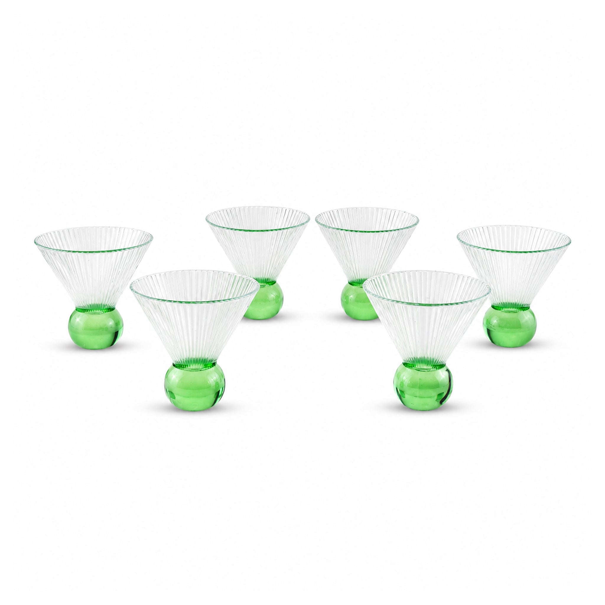 Deli 140 ML 6-Piece Emerald Ball Base Glass Ice Cream Cup Set Kaka Bawa Sons