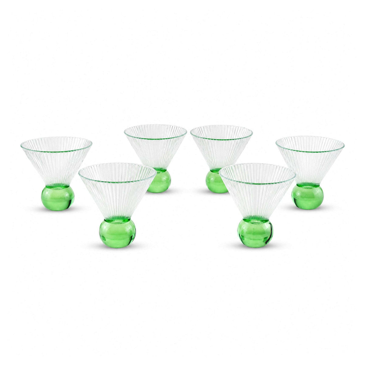 Deli 140 ML 6-Piece Emerald Ball Base Glass Ice Cream Cup Set Kaka Bawa Sons