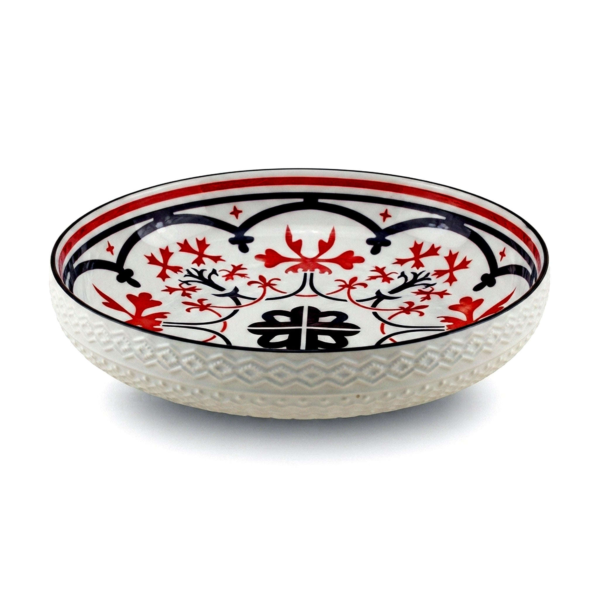 Lotus 12-Inch Embossed Ceramic Salad Bowl Kaka Bawa Sons