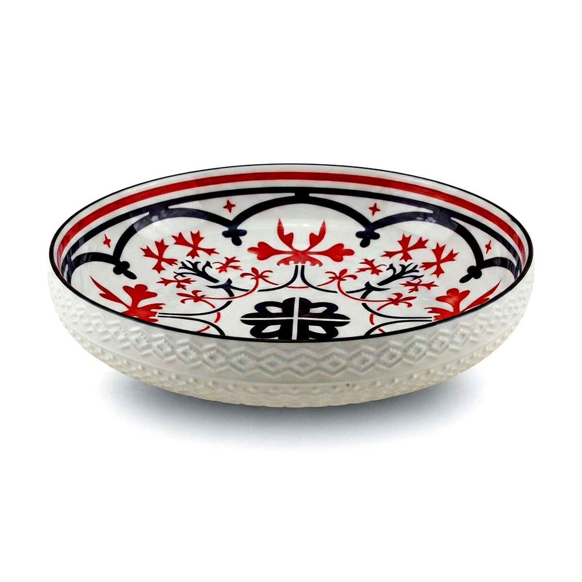 Lotus 12-Inch Embossed Ceramic Salad Bowl Kaka Bawa Sons