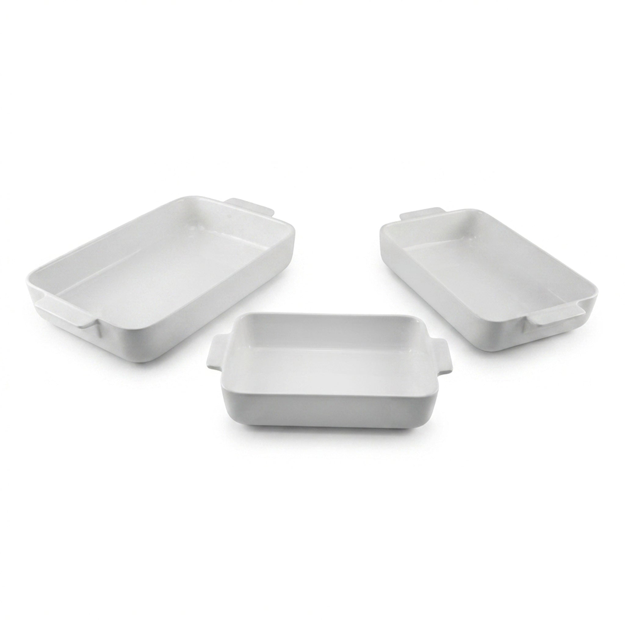 Danny Home 3-Piece Rectangular Porcelain Open Casserole Dish Set Kaka Bawa Sons