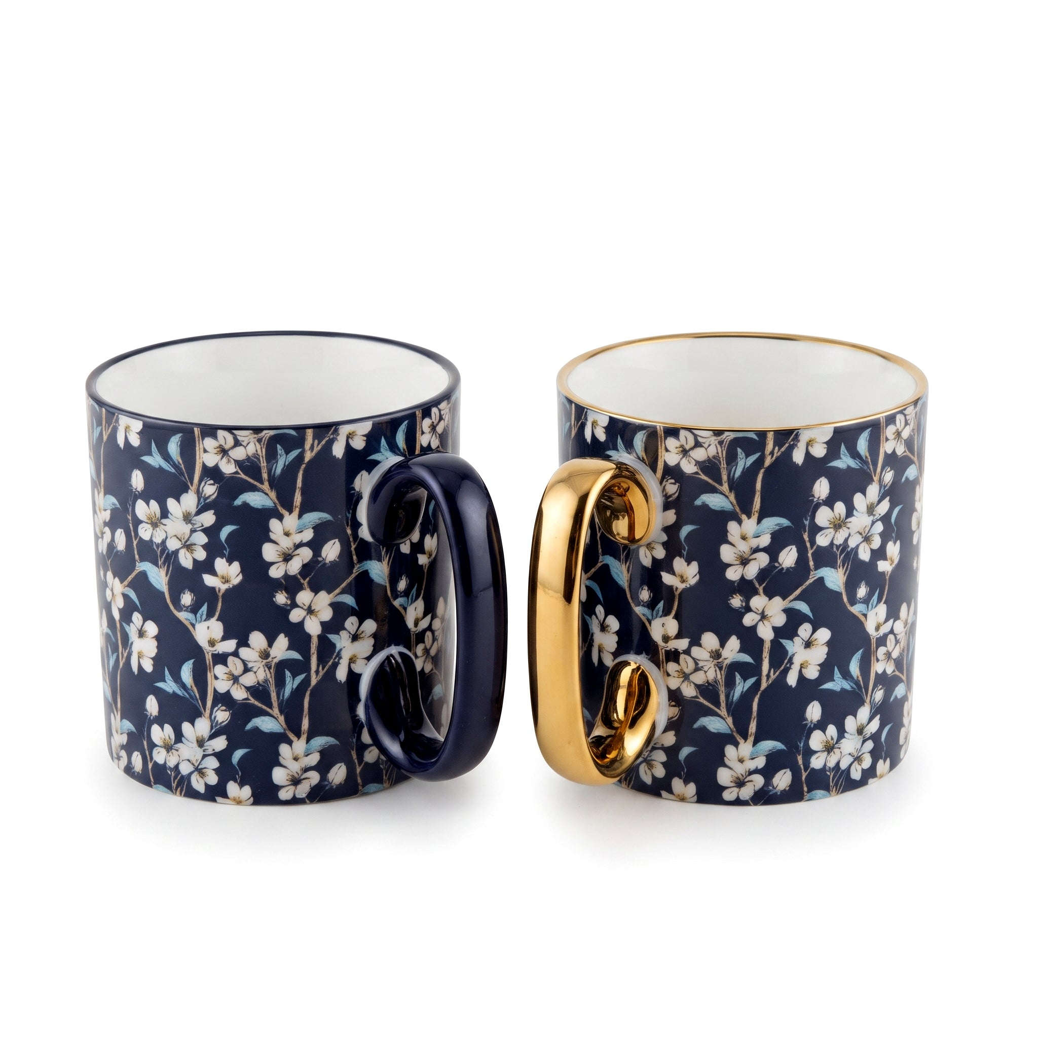 Danny Home 2-Pieces 450 ML Twin Floral Porcelain Mugs Kaka Bawa Sons