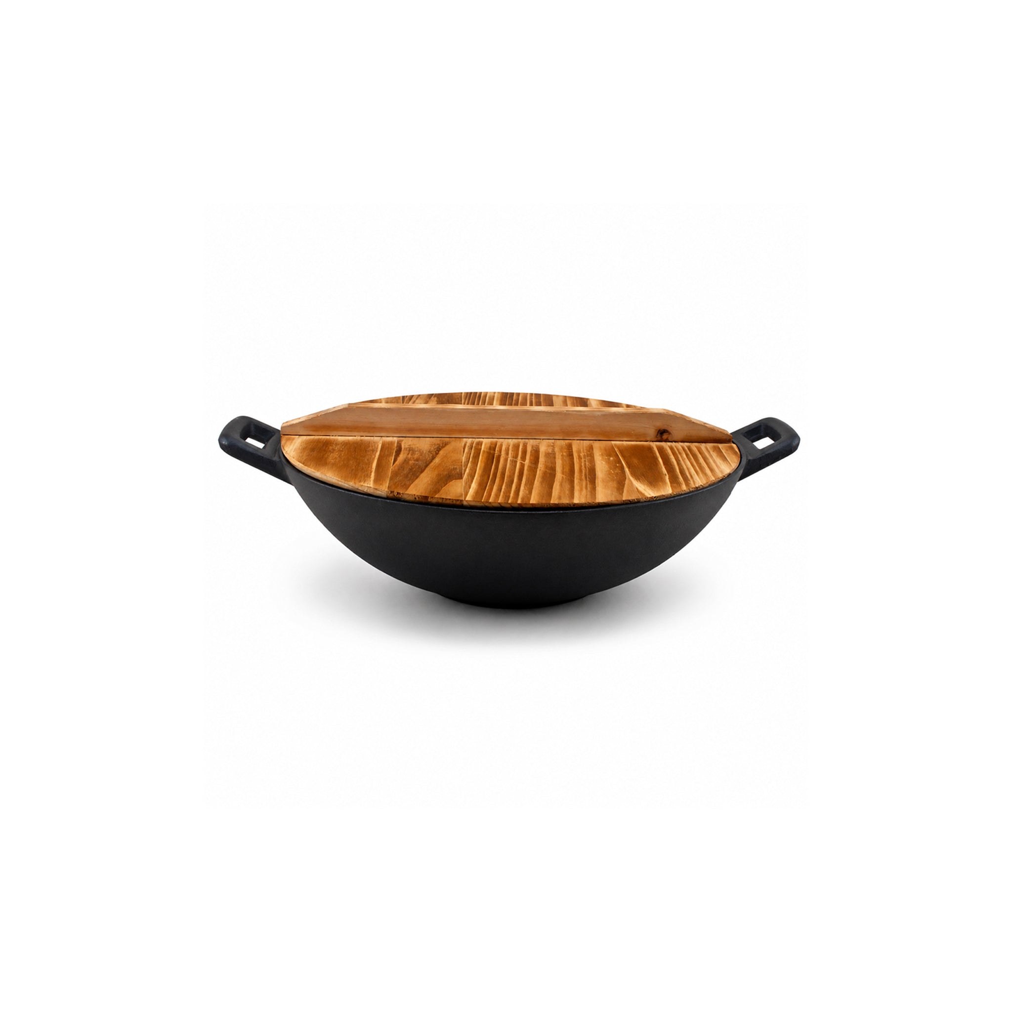 Prime Cast Iron Black Woks With Wooden Lid Kaka Bawa Sons