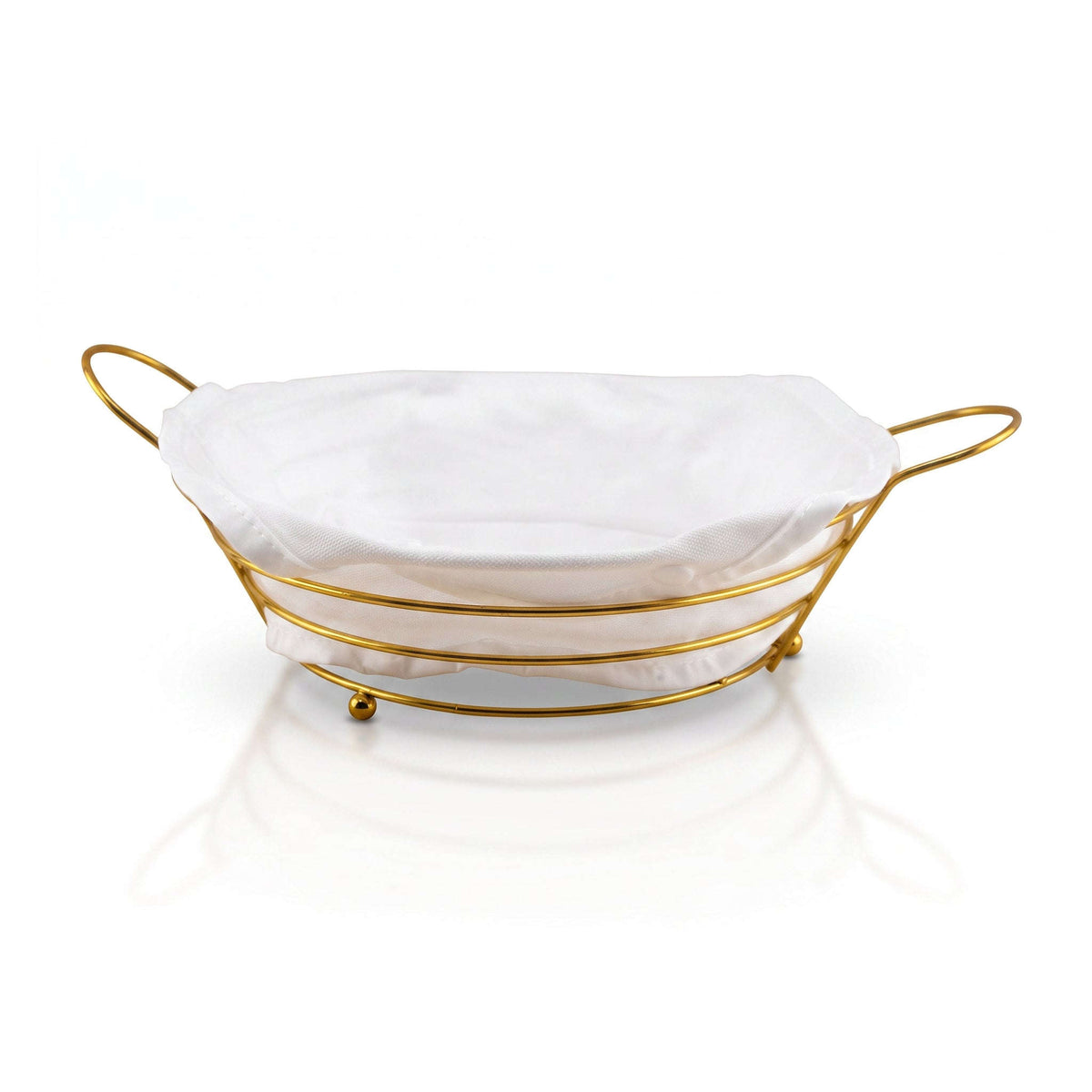 Pinpin Golden Metal Bread Basket with Fabric Lining Kaka Bawa Sons