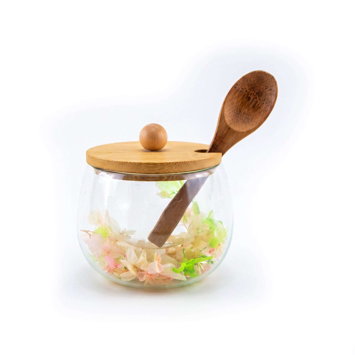 D.W.M 170 ML Double Wall Glass Mason Jar With Wooden Spoon Kaka Bawa Sons