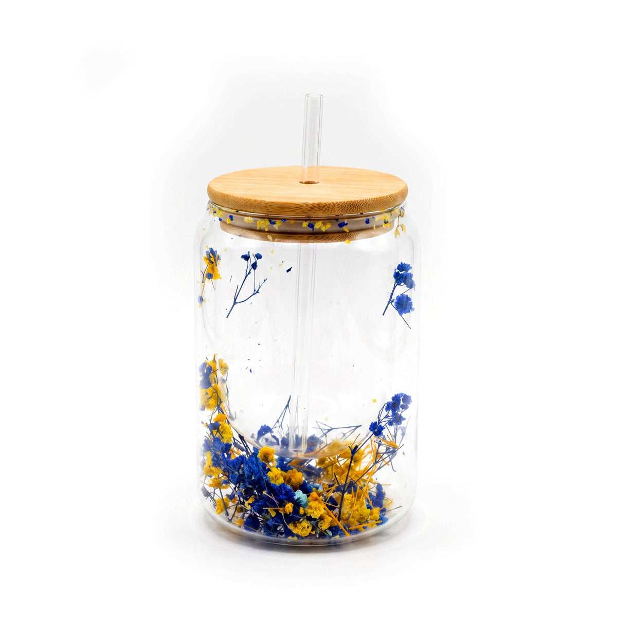 D.W.M 470 ML Double Wall Glass Mason Jar With Glass Straw Kaka Bawa Sons