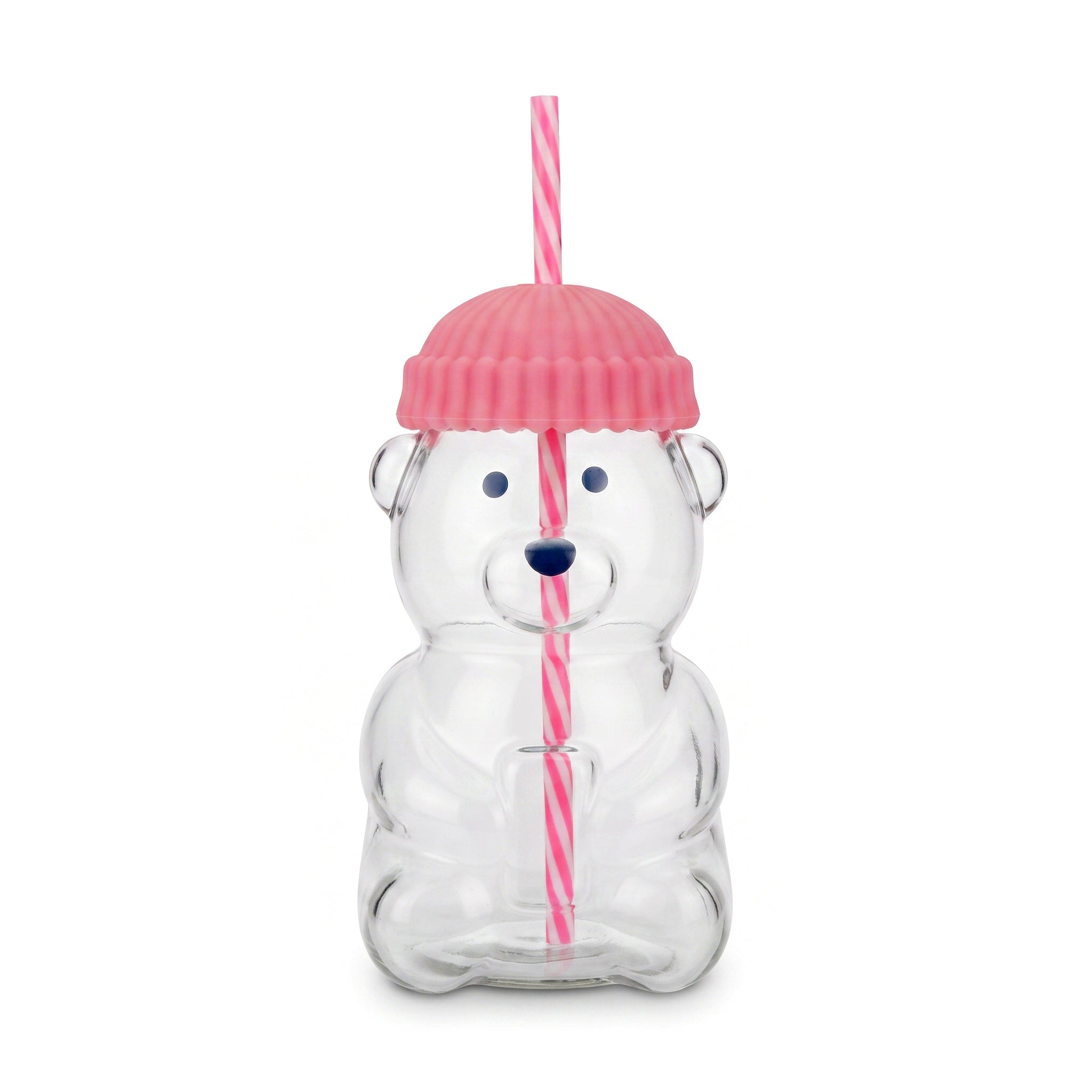 D.W.M 650 ML Bear Shaped Glass Mason Jars With Straw Kaka Bawa Sons