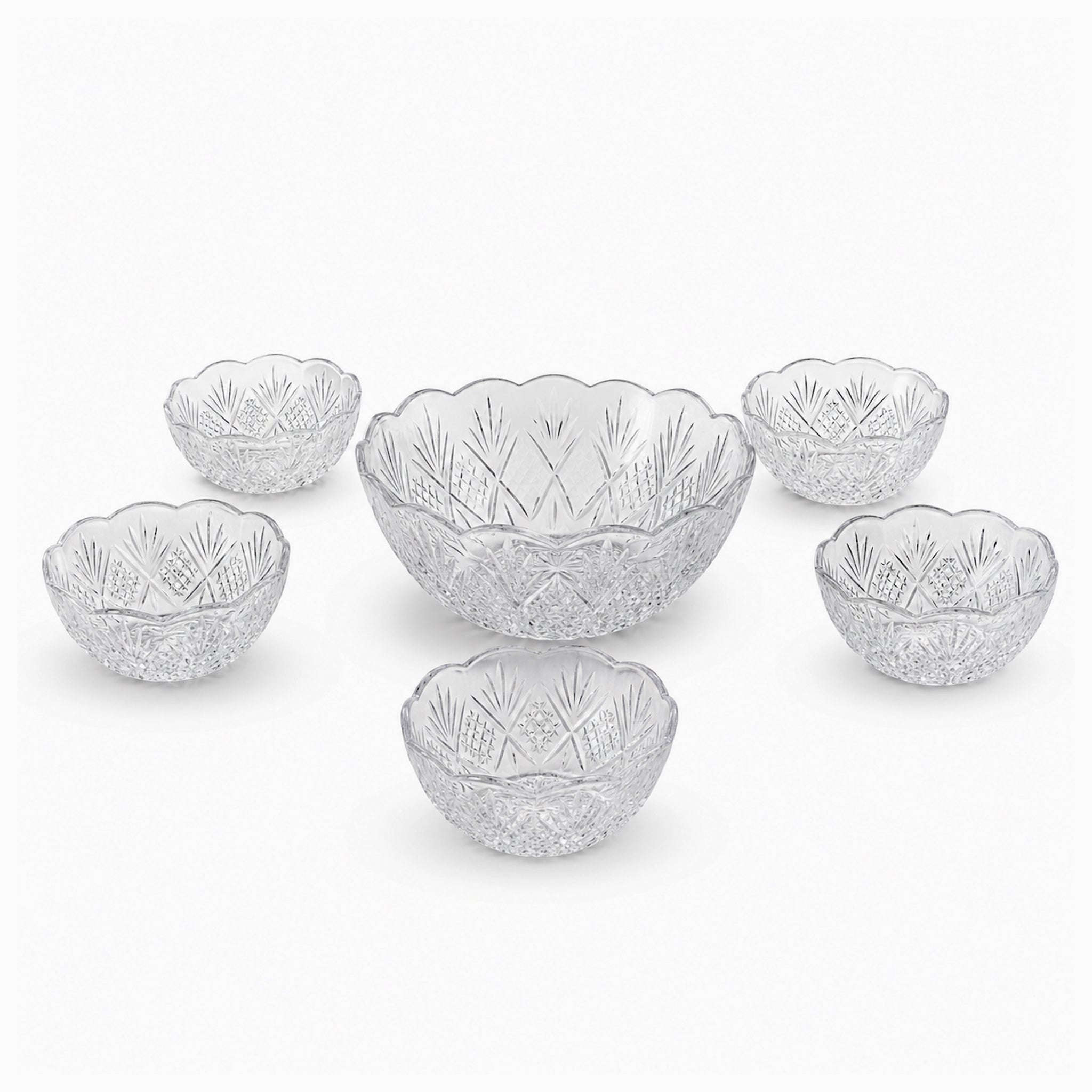 Danny Home 7-Piece Glass Fruit Bowls Set Kaka Bawa Sons