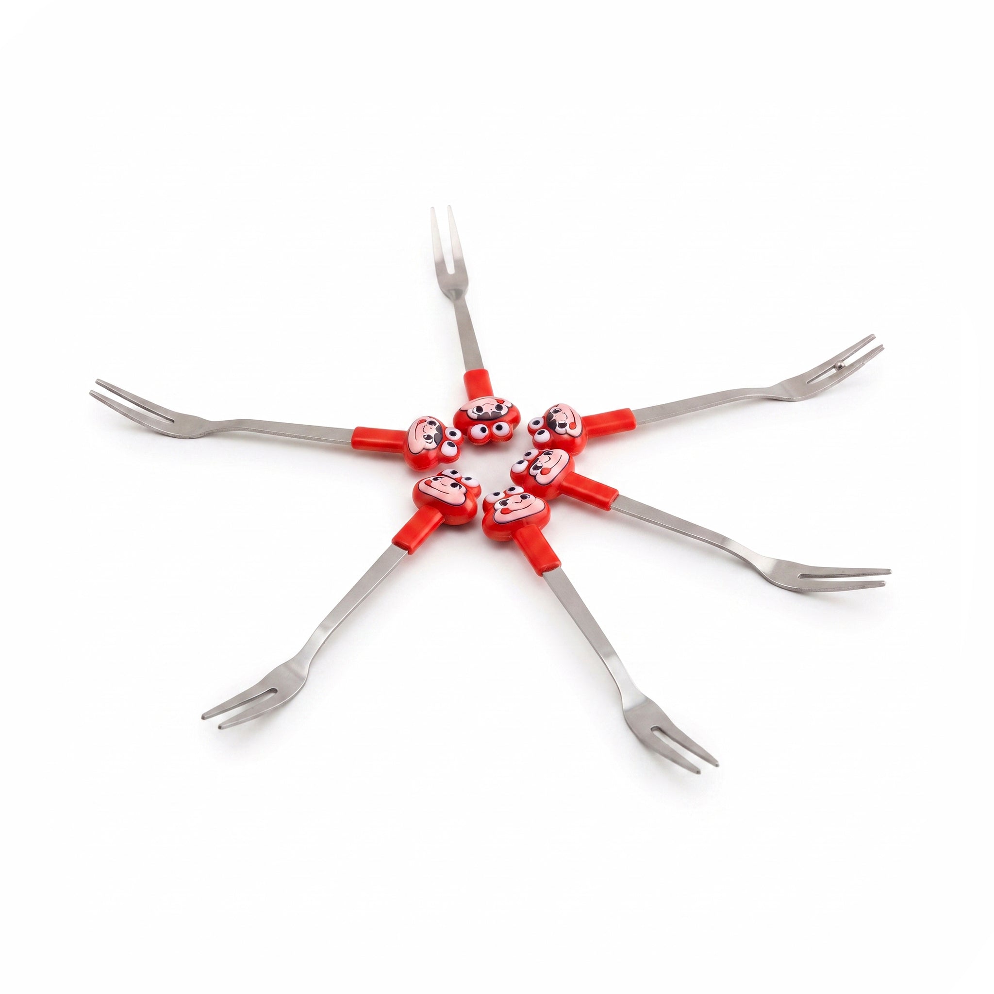 Riancy 6-Piece Fruit Fork Sets. Available in two colors: red and blue
