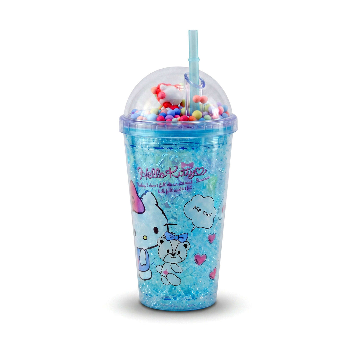 A/C 450 ML Acrylic Double Wall Cartoon Glitter Tumbler With Plastic Straw Kaka Bawa Sons
