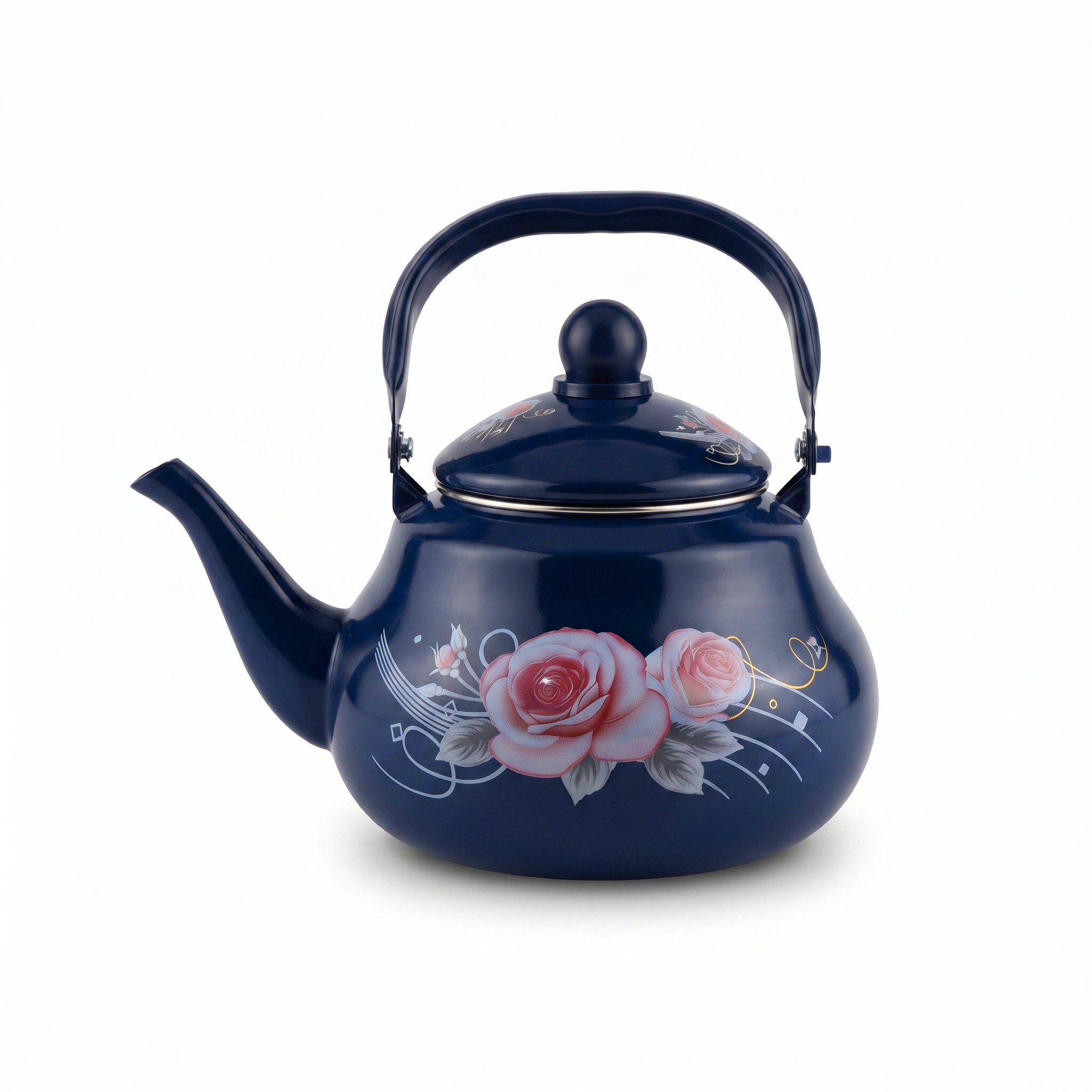 Enamel 2-Liter Blue Rose Tea Pot
