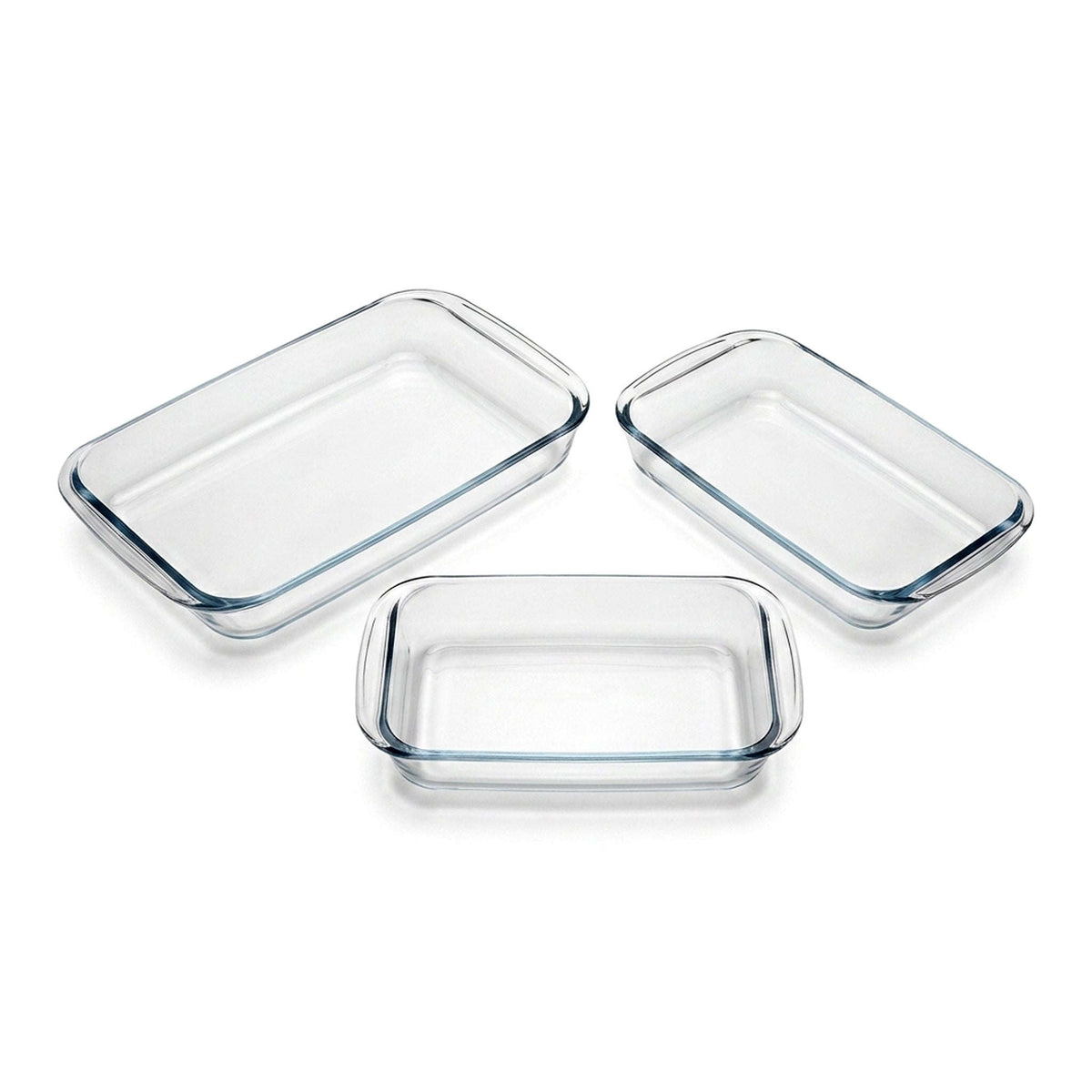 Danny Home 3-Piece Borosilicate Glass Rectangular Tray Set Kaka Bawa Sons