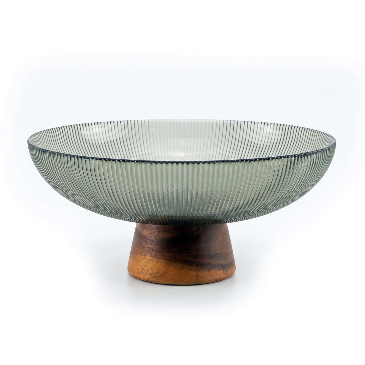 Danny Home 26*11 Cm Glass Fruit Bowl With Wooden Base Kaka Bawa Sons