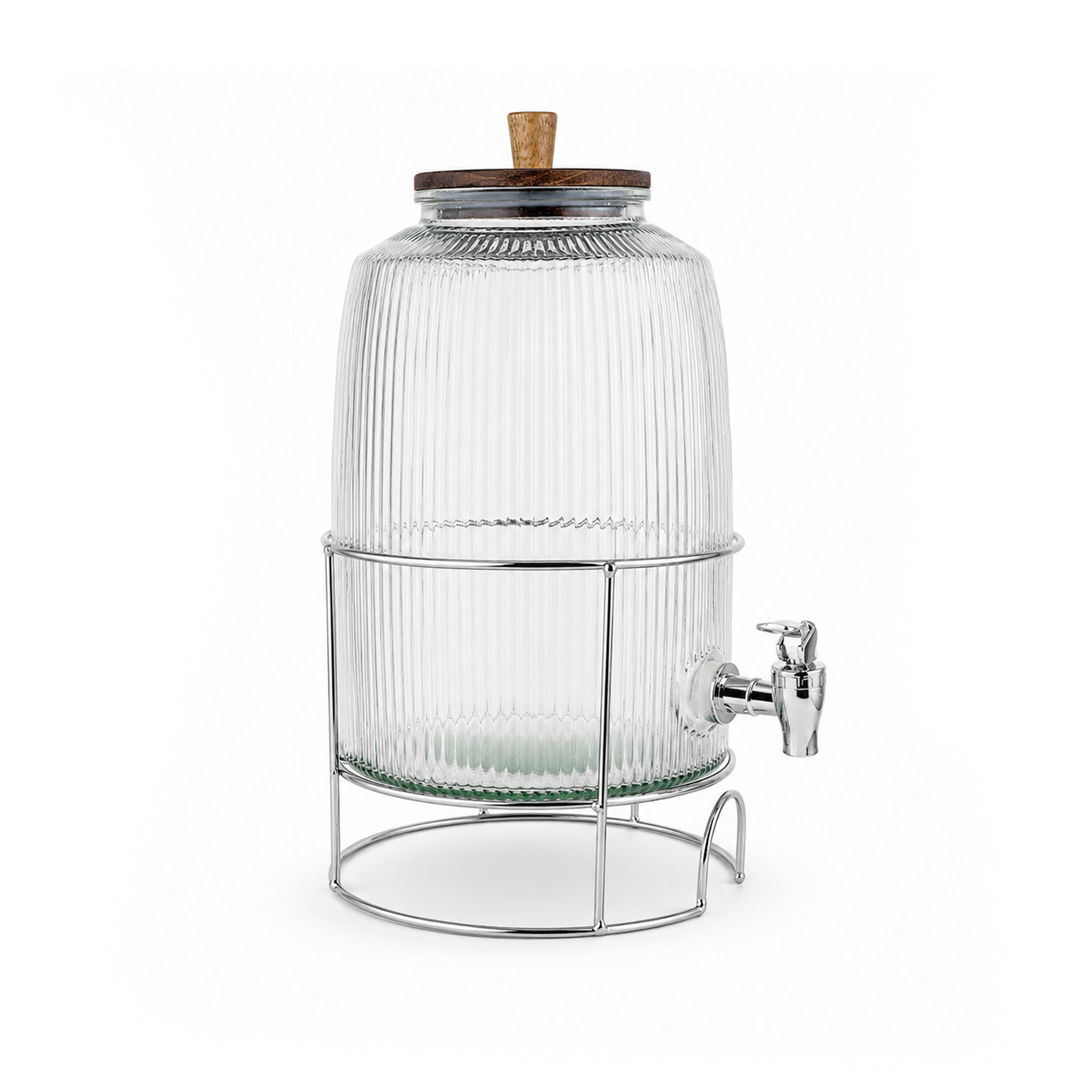 Danny Home 6-Liter Glass Dispenser With Stainless Steel Stand And Wooden Lid