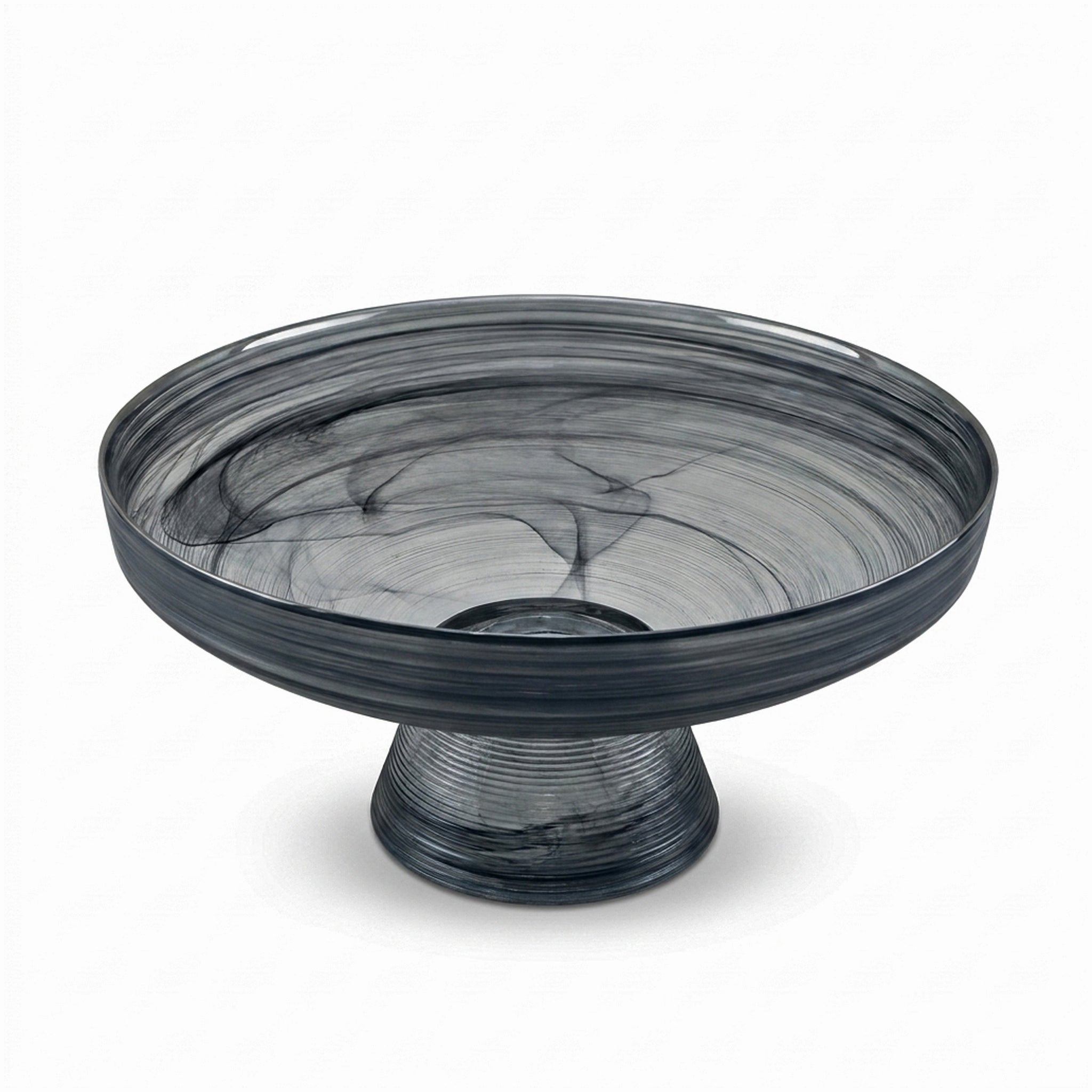Danny Home 13 * 5.7 Inch Black Glass Round Fruit Plate