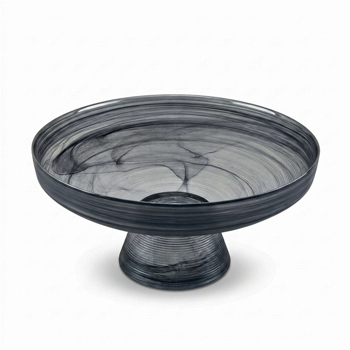 Danny Home 13 * 5.7 Inch Black Glass Round Fruit Plate Kaka Bawa Sons