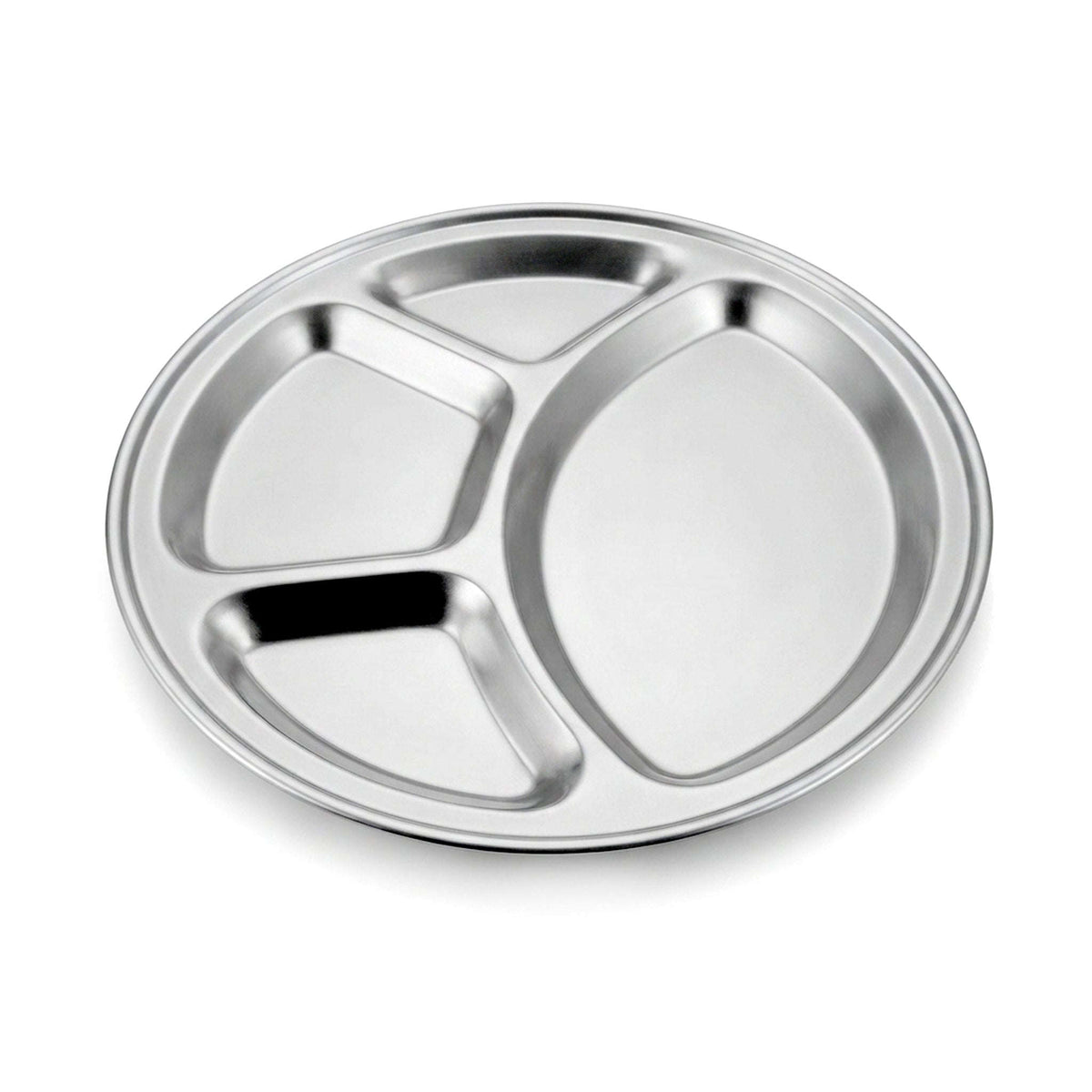M.G 4-Portion 32 Cm Stainless Steel Round Serving Tray Kaka Bawa Sons
