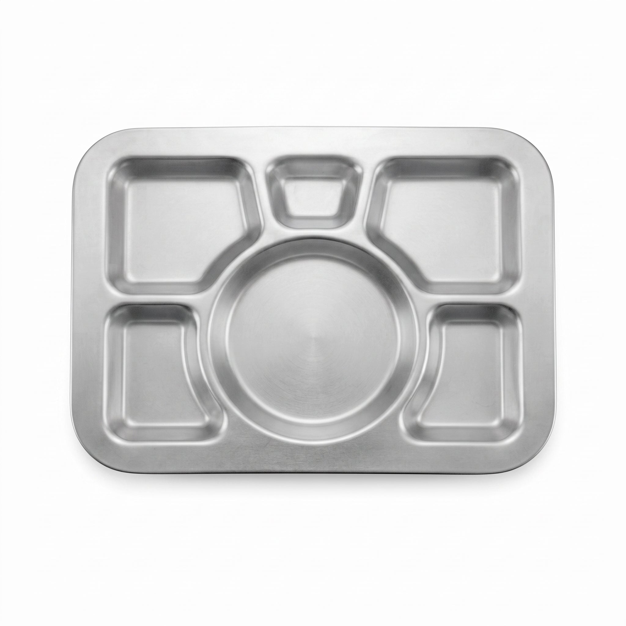 M.G 6-Portion 42*32 Cm Stainless Steel Rectangular Serving Tray