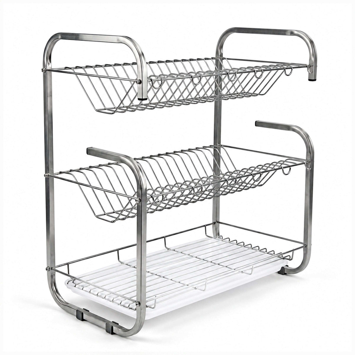 SK 3-Tier Stainless Steel G-Shaped Plate Rack Kaka Bawa Sons
