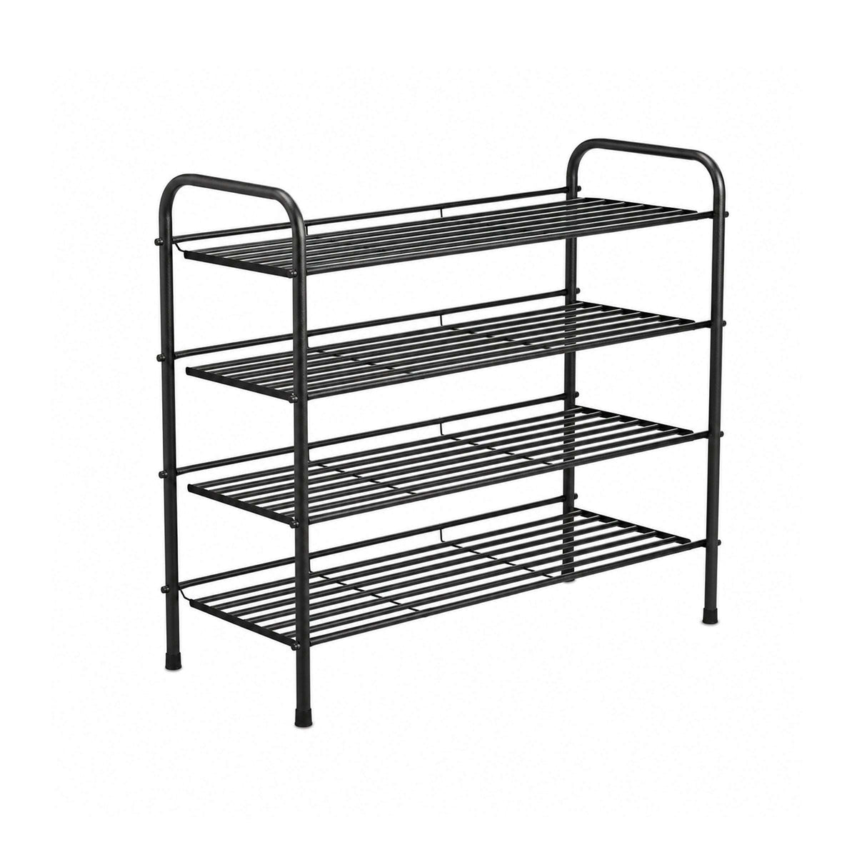 K.T 4-Tier Stainless Steel Black Shoe Rack Kaka Bawa Sons